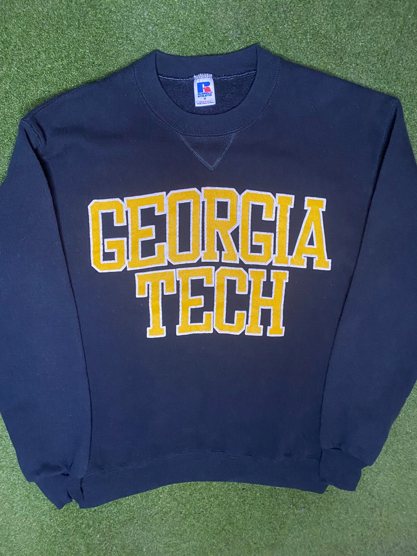 90s Georgia Tech Yellow Jackets - Vintage College Sweatshirt (Medium) - Gametime Vintage