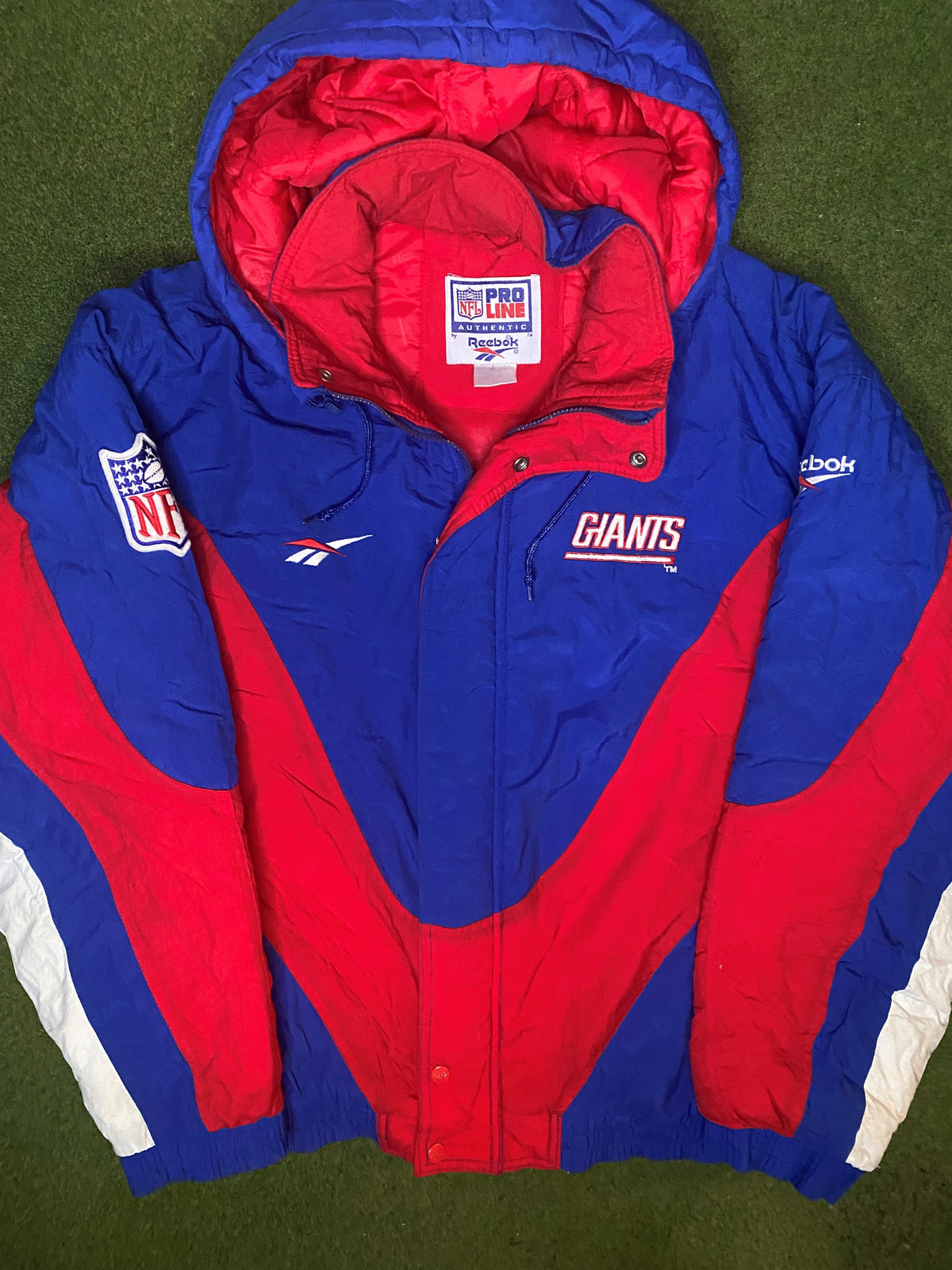Giants de Nueva York de los 90 - Chaqueta acolchada vintage de la NFL (Talla L)