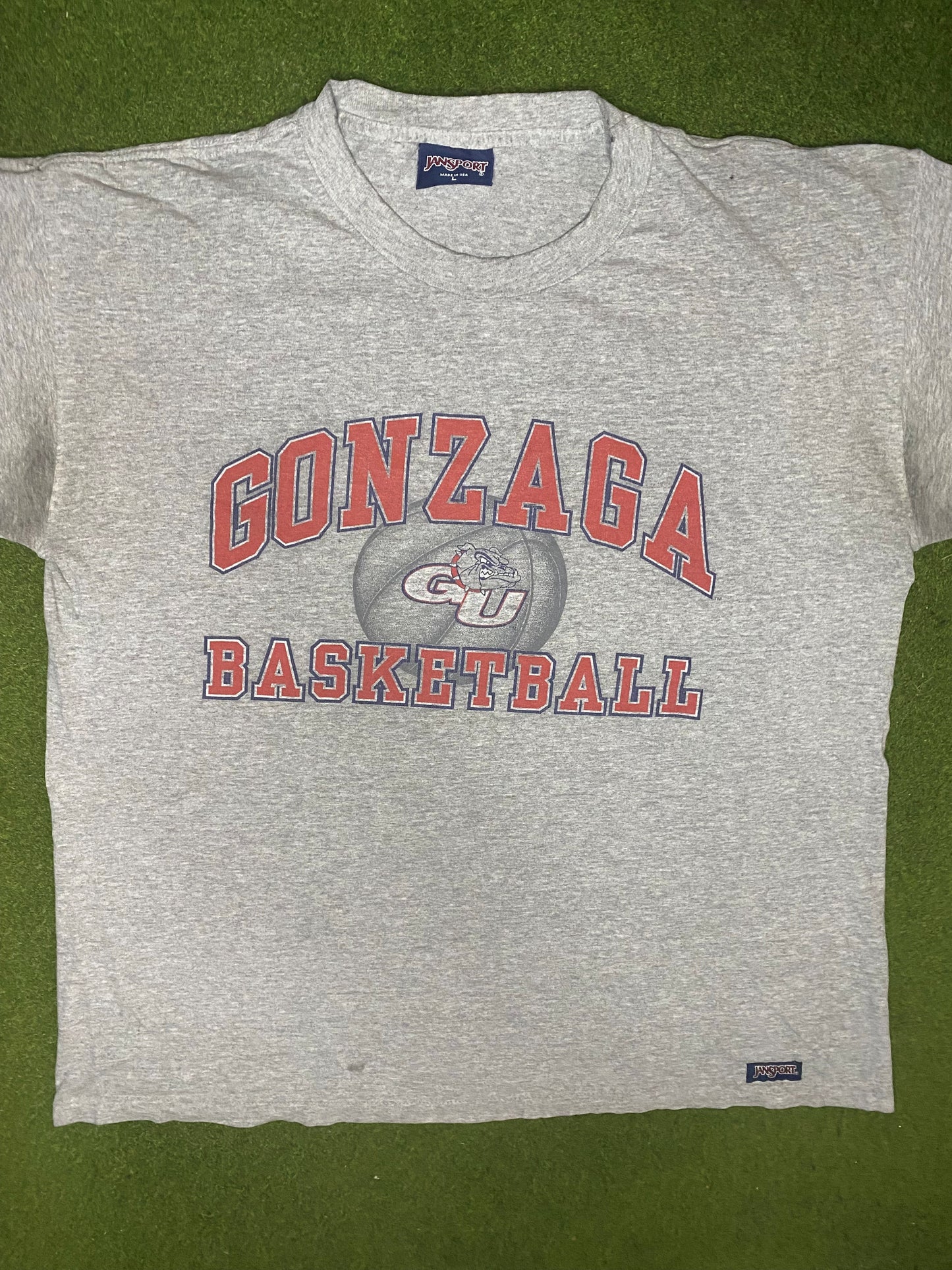 90s Gonzaga Bulldogs - Vintage College Basketball T-Shirt (Large) - Gametime Vintage