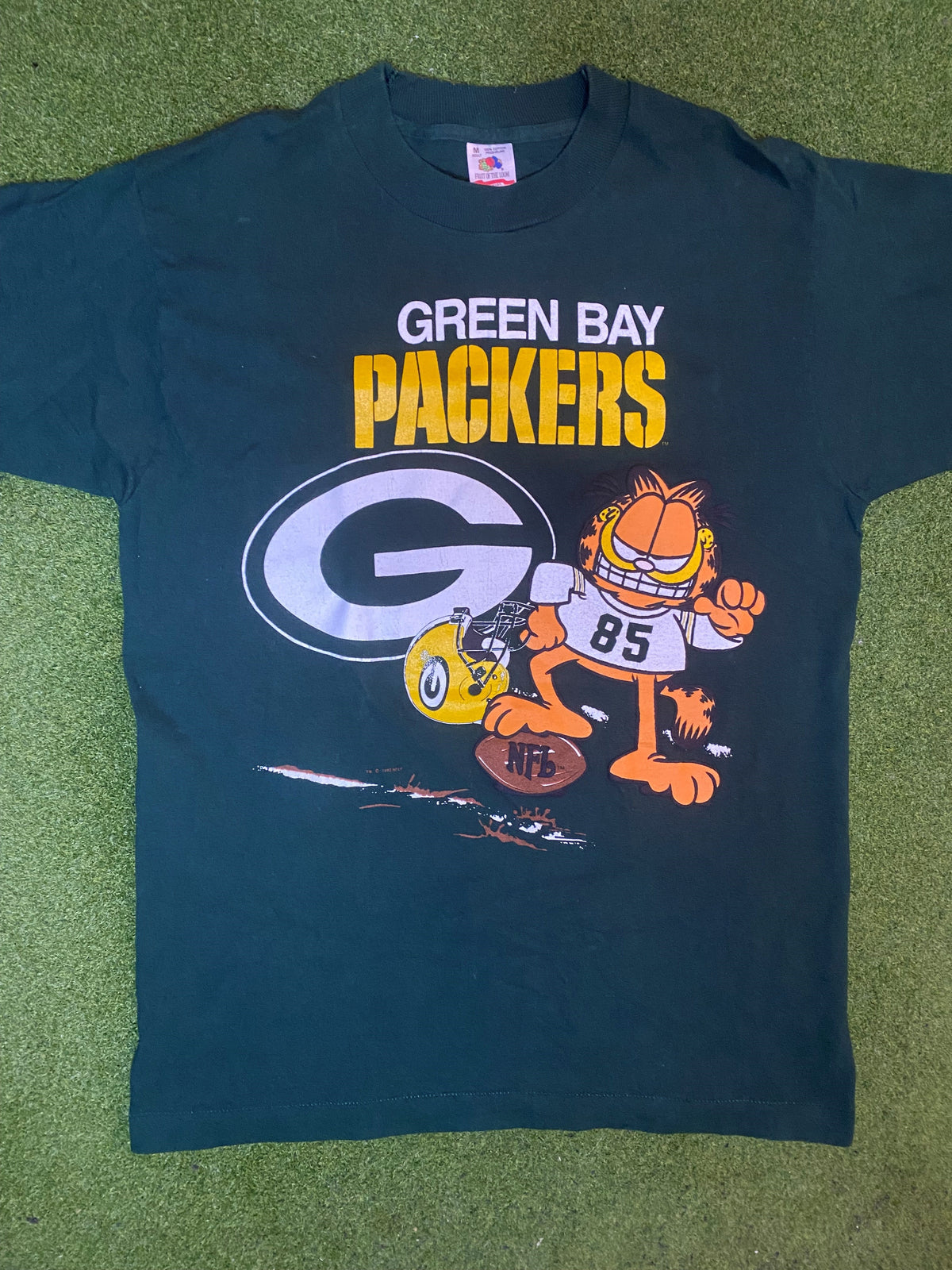 90s Green Bay Packers - Garfield Crossover - Vintage NFL T-Shirt (Medium) - Gametime Vintage