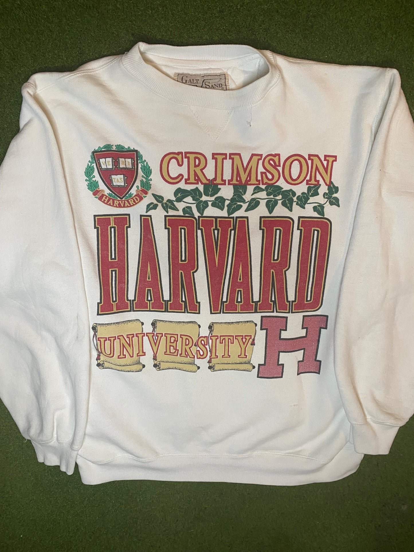 90s Harvard Crimson - Vintage Ivy League Sweatshirt (Medium) - Gametime Vintage