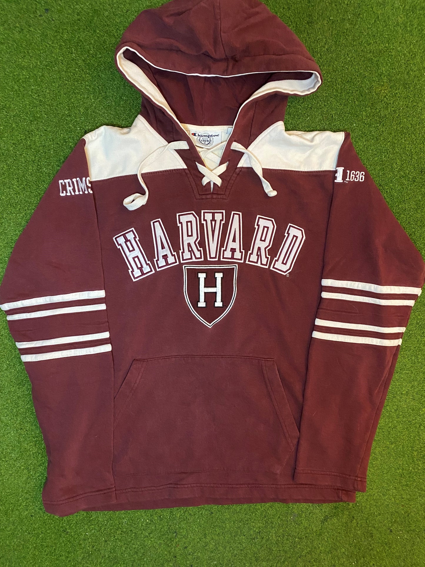 90s Harvard Crimson Tide - Vintage Ivy League Hoodie (Small) - Gametime Vintage
