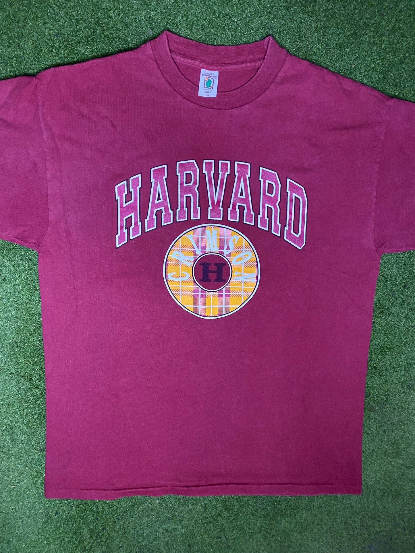 80s Harvard Crimson - Vintage Ivy League T-Shirt (XL) - Gametime Vintage