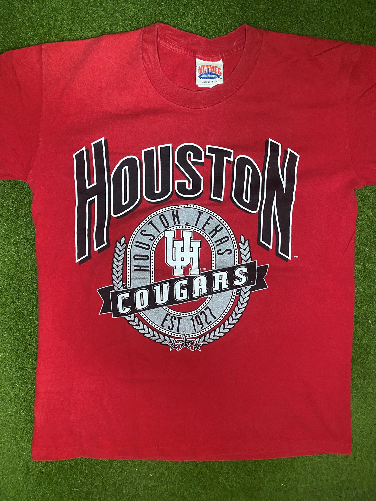 90s Houston Cougars - Vintage College Tee (Large) - Gametime Vintage