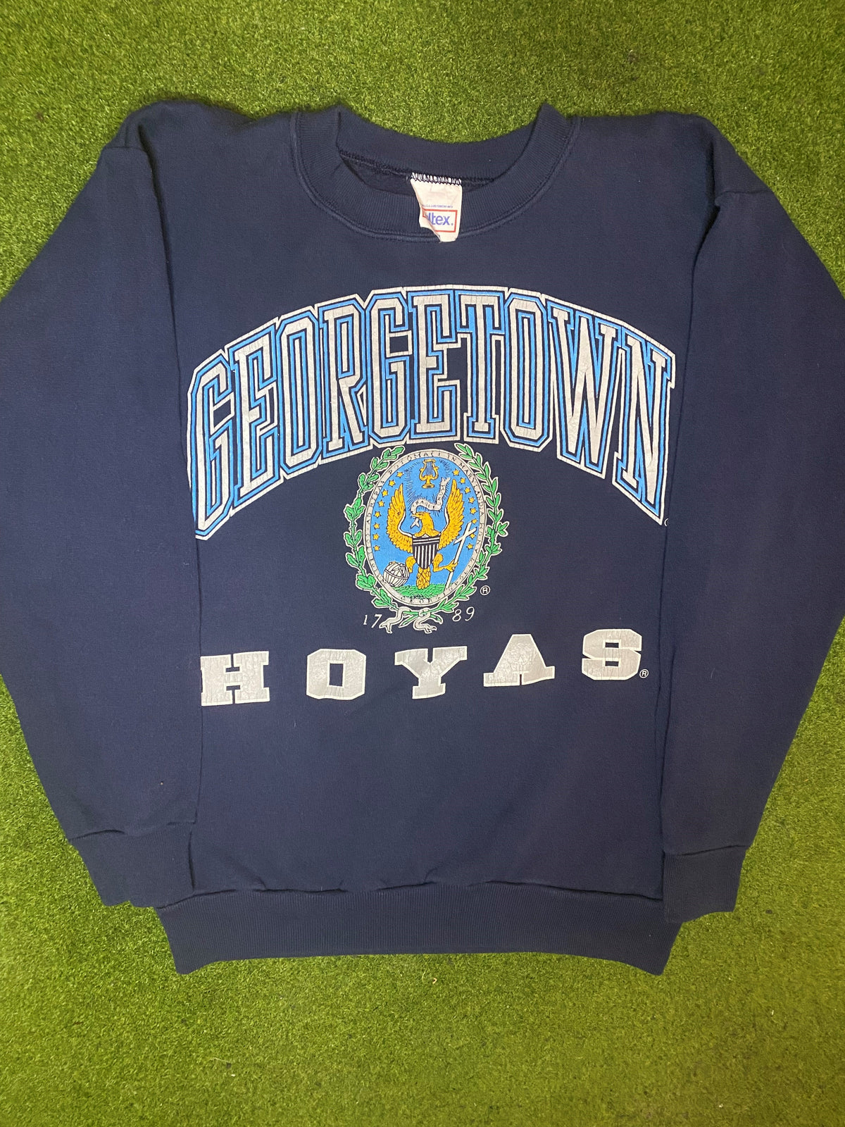 90s Georgetown Hoyas - Vintage College Sweatshirt (Medium) - Gametime Vintage