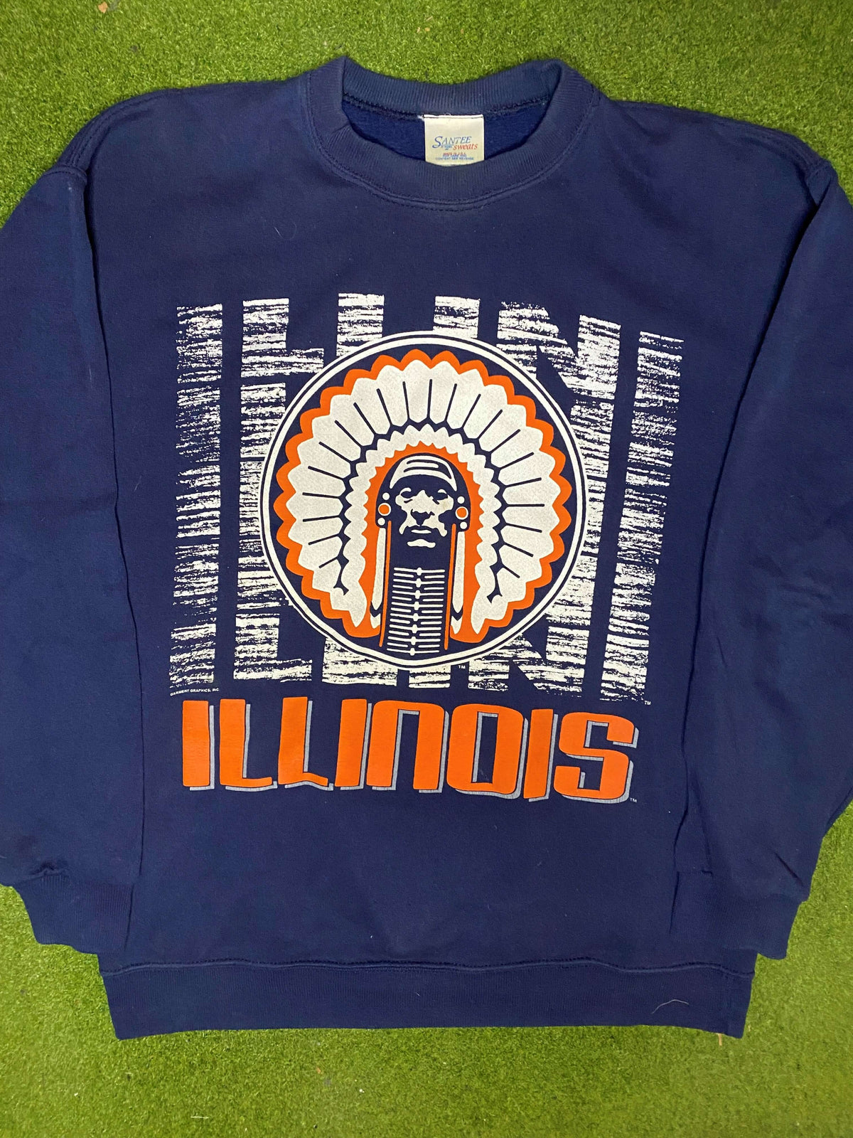 90s Illinois Fighting Illini - Vintage College Sweatshirt (Large) - Gametime Vintage