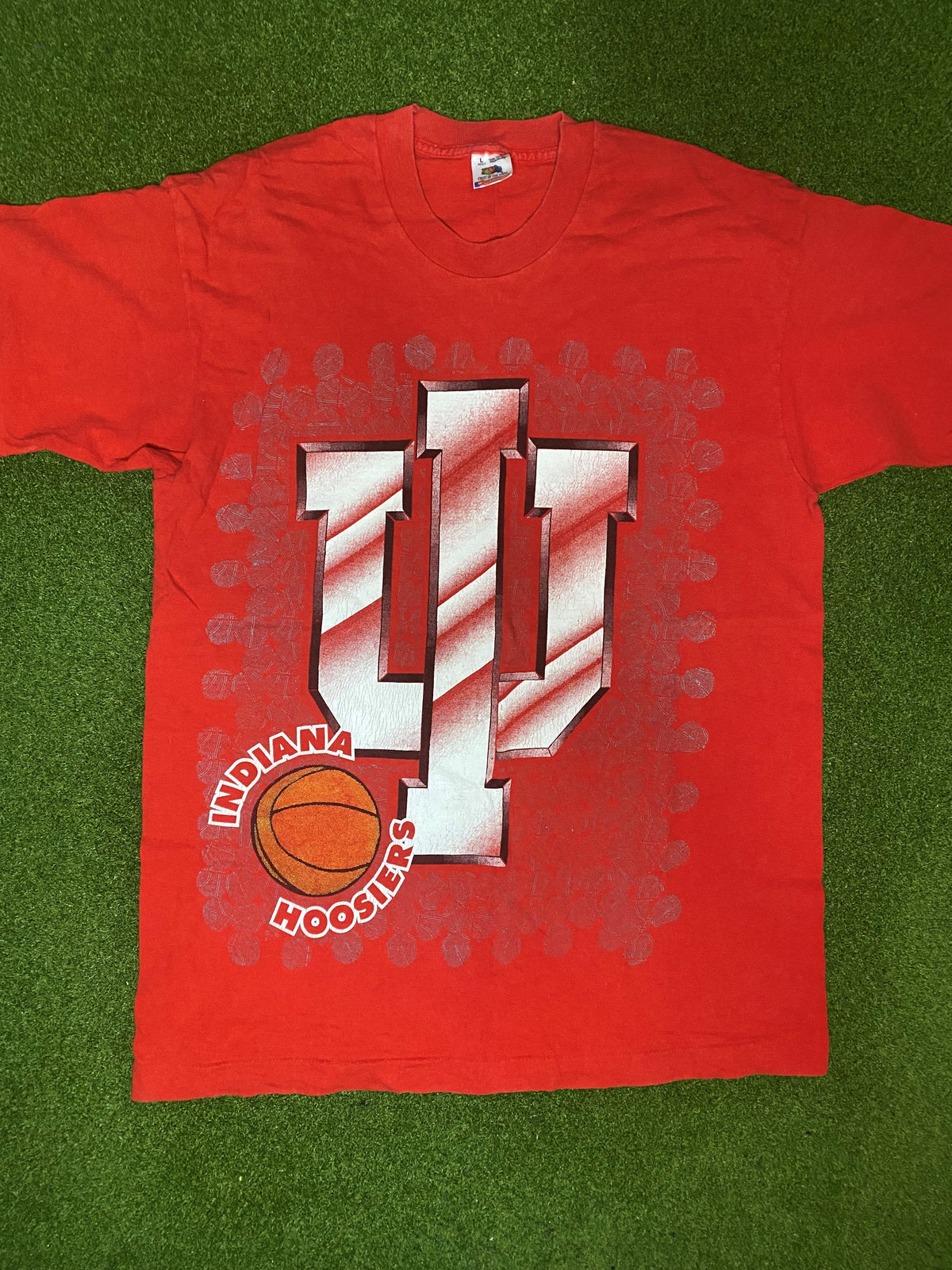 90s Indiana Hoosiers - Vintage College Basketball Tee Shirt (Large) - Gametime Vintage