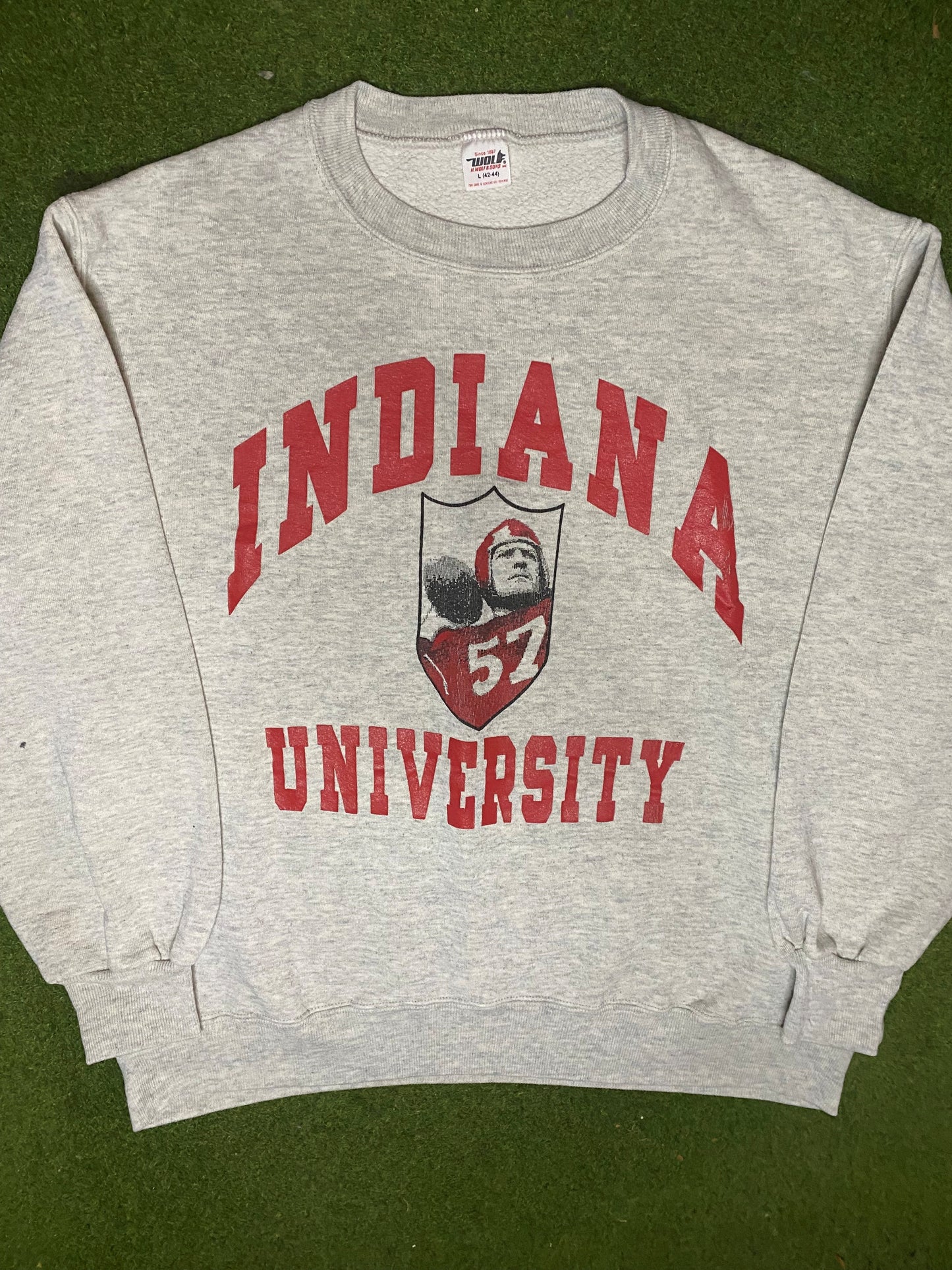 90s Indiana Hoosiers - Vintage College Football Sweatshirt (Large) - Gametime Vintage