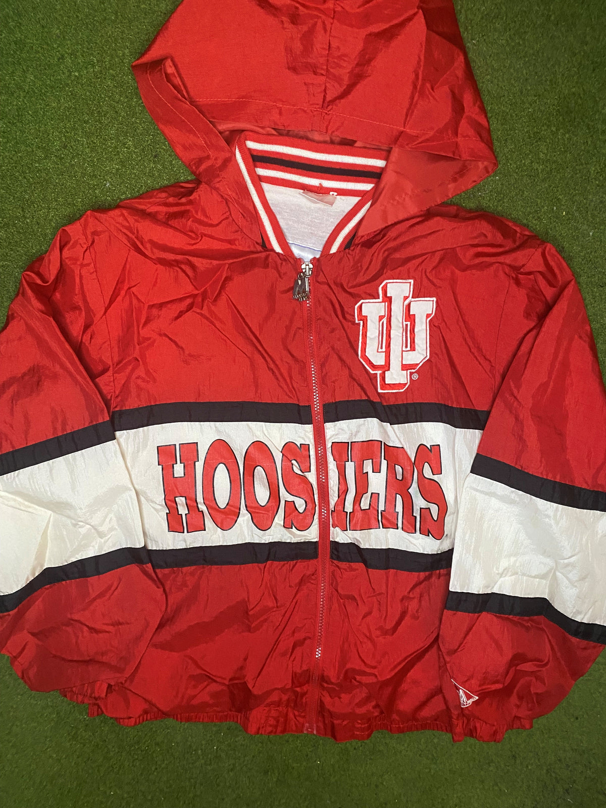 90s Indiana Hoosiers - Vintage College Windbreaker Hoodie (Medium) - Gametime Vintage