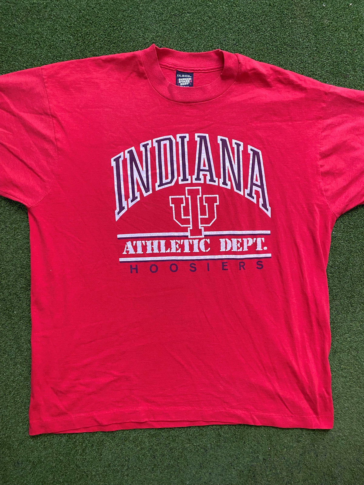 90s Indiana Hoosiers - Athletic Department - Vintage College T-Shirt (2XL) - Gametime Vintage