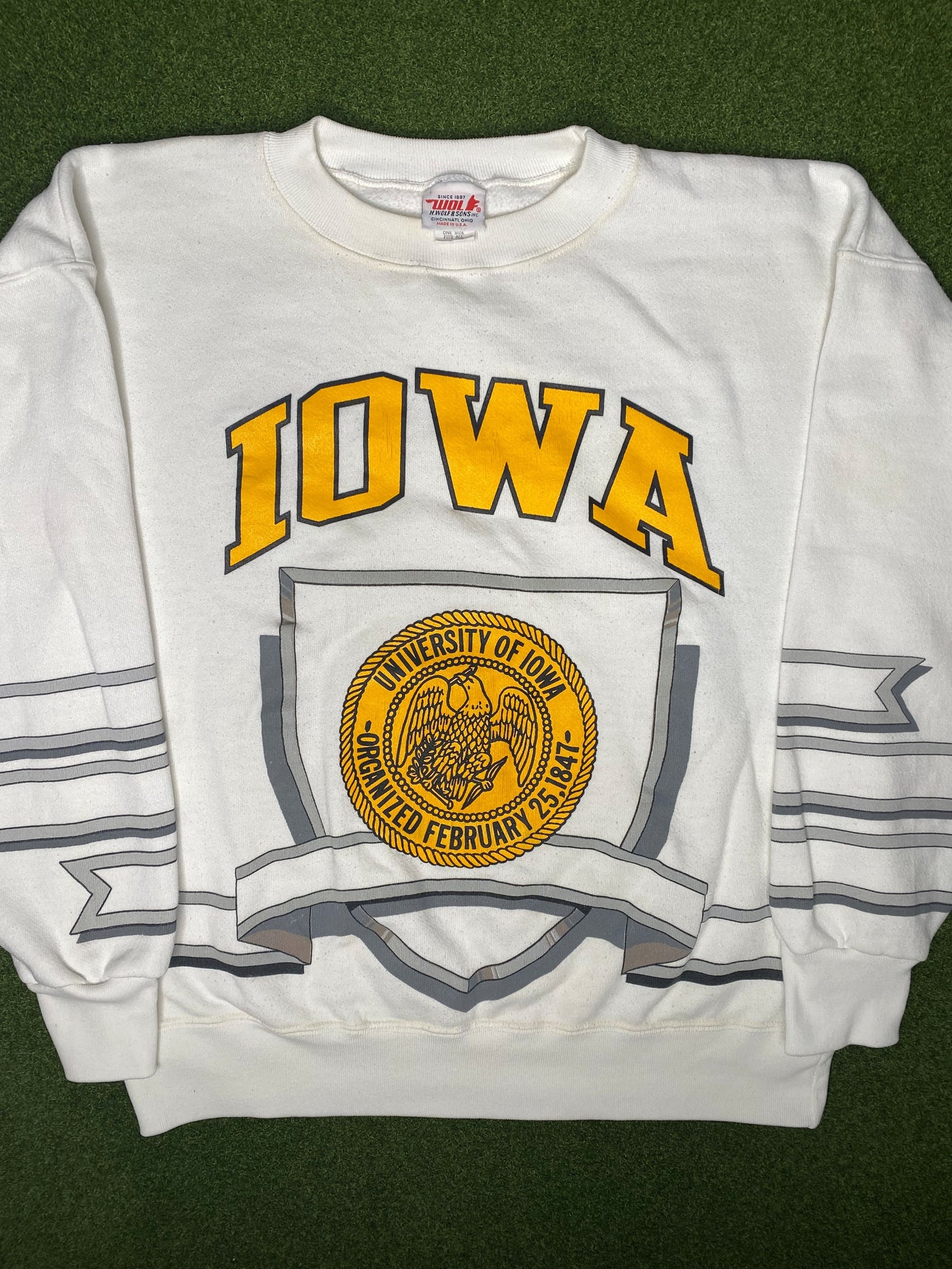 Sudadera universitaria clásica Iowa Hawkeyes de los 90 (XL)