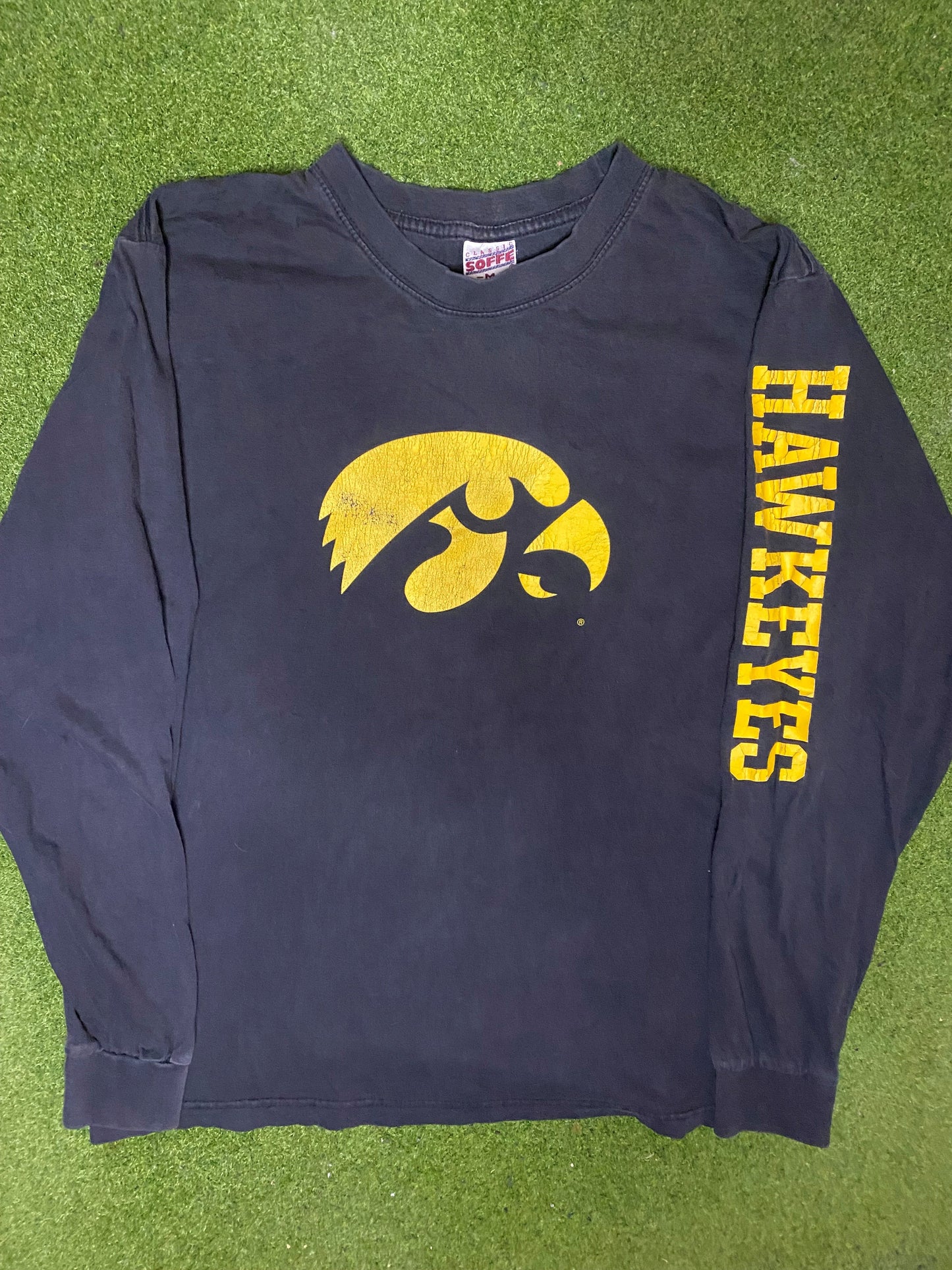 90s Iowa Hawkeyes - Vintage College Long Sleeve (Medium) - Gametime Vintage