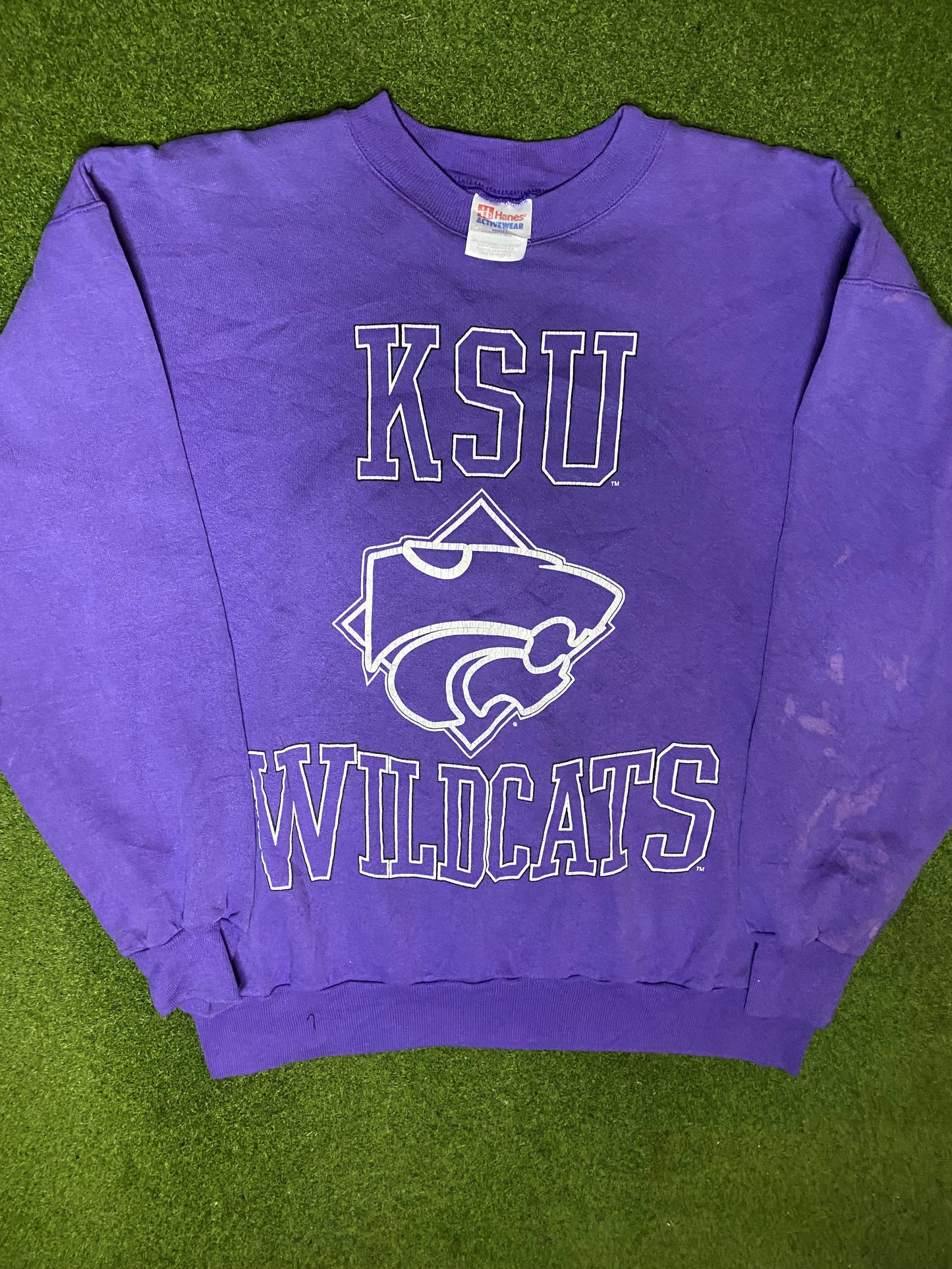 90s KSU Wildcats - Vintage College Sweatshirt (Large) - Gametime Vintage