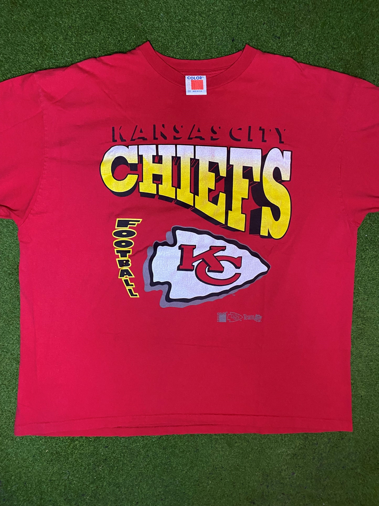 90s Kansas City Chiefs - Vintage NFL T-Shirt (2XL) - Gametime Vintage