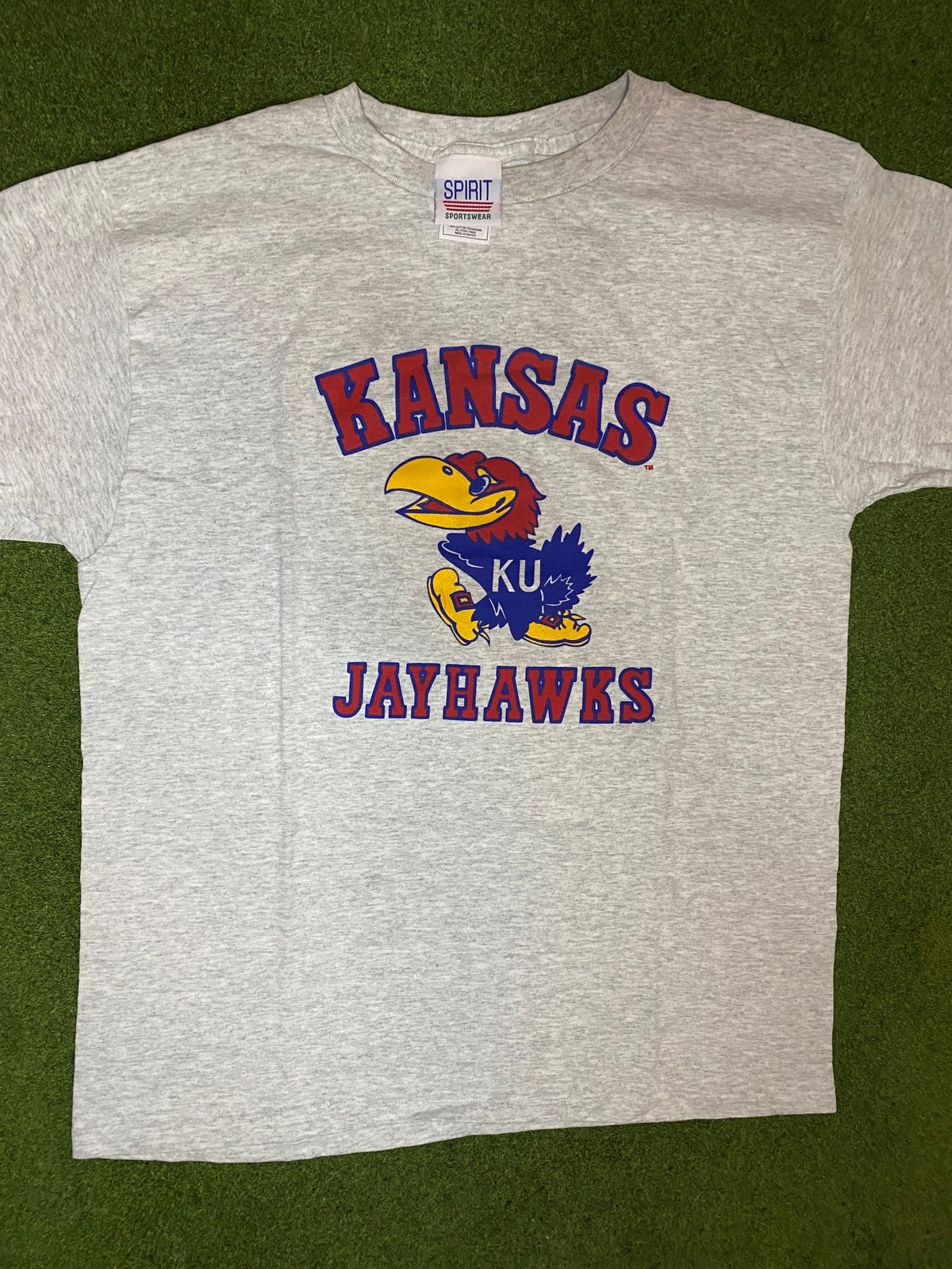 90s Kansas Jayhawks - Vintage College Tee (Large) - Gametime Vintage