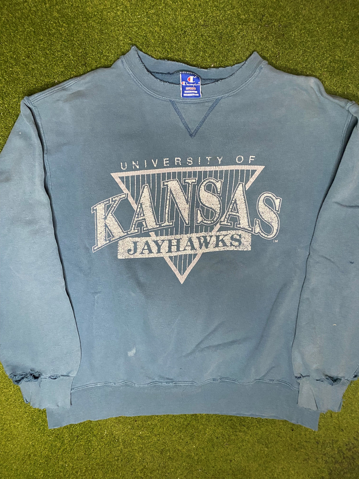 90s Kansas Jayhawks - Vintage College Sweatshirt (XL) - Gametime Vintage
