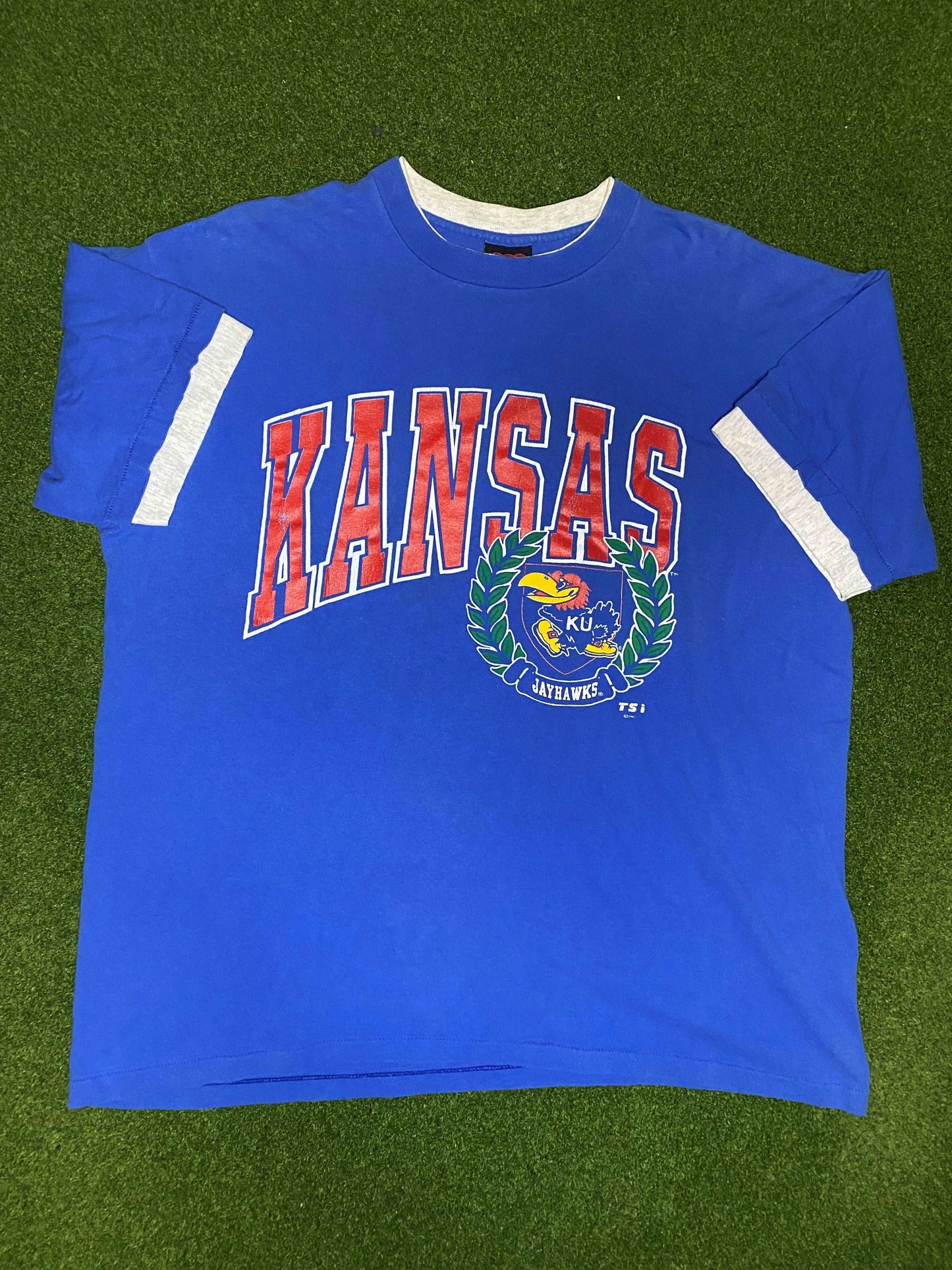90s Kansas Jayhawks - Vintage College Tee Shirt (XL) - Gametime Vintage