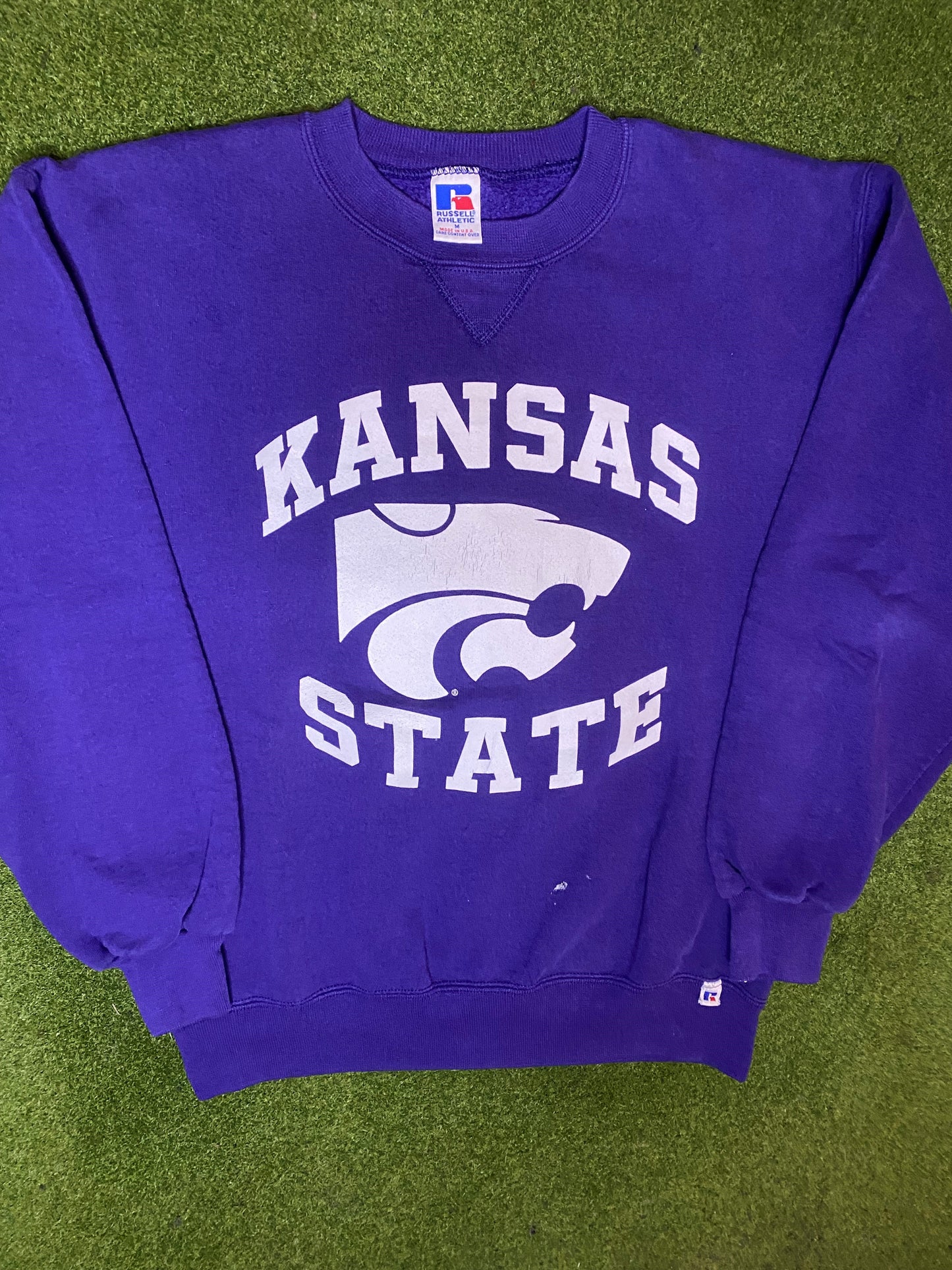 90s Kansas State Wildcats - Vintage College Crewneck Sweatshirt (Medium) - Gametime Vintage