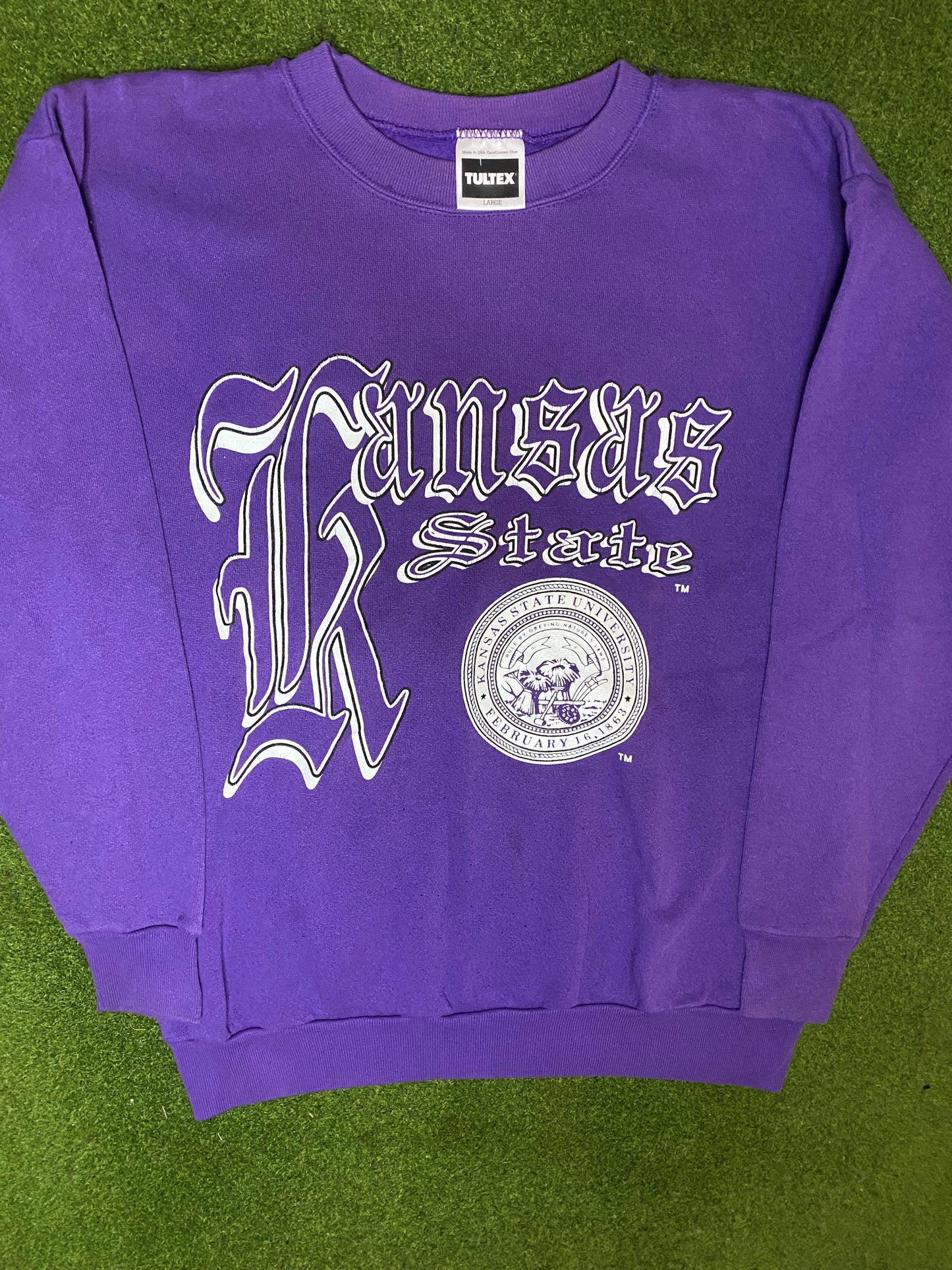 90s Kansas State Wildcats - Vintage University Sweatshirt (Large) - Gametime Vintage