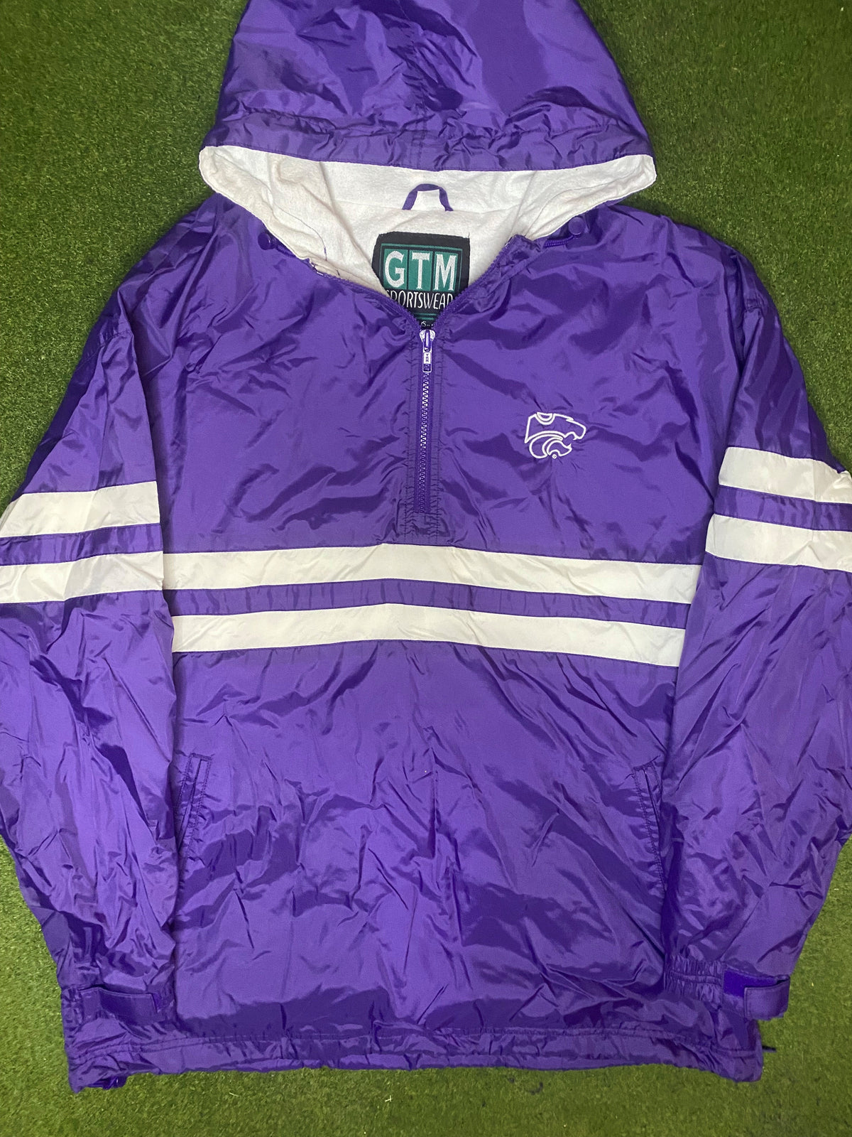 90s Kansas State Wildcats - Vintage College Windbreaker Hoodie (Medium) - Gametime Vintage