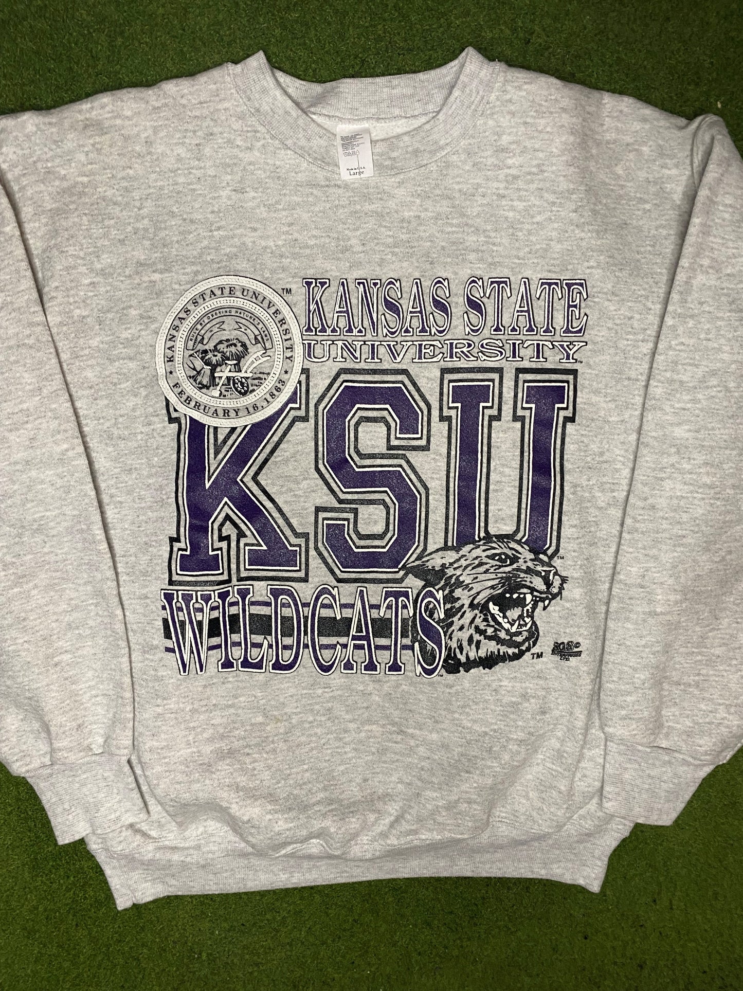 90s Kansas State Wildcats - Vintage College Sweatshirt (Large) - Gametime Vintage