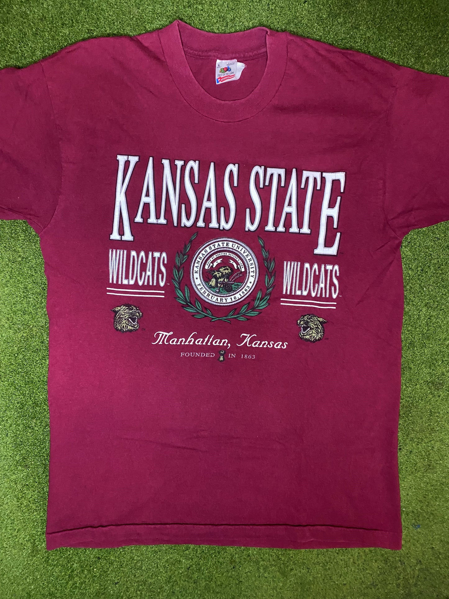 90s Kansas State Wildcats - Vintage College T-Shirt (Large) - Gametime Vintage