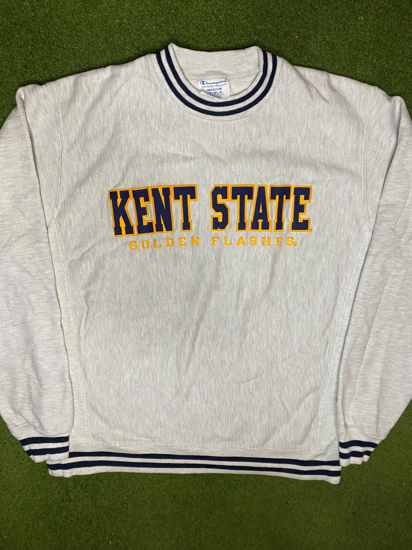 90s Kent State Golden Flashes - Reverse Weave - Vintage College Sweatshirt (Medium) - Gametime Vintage