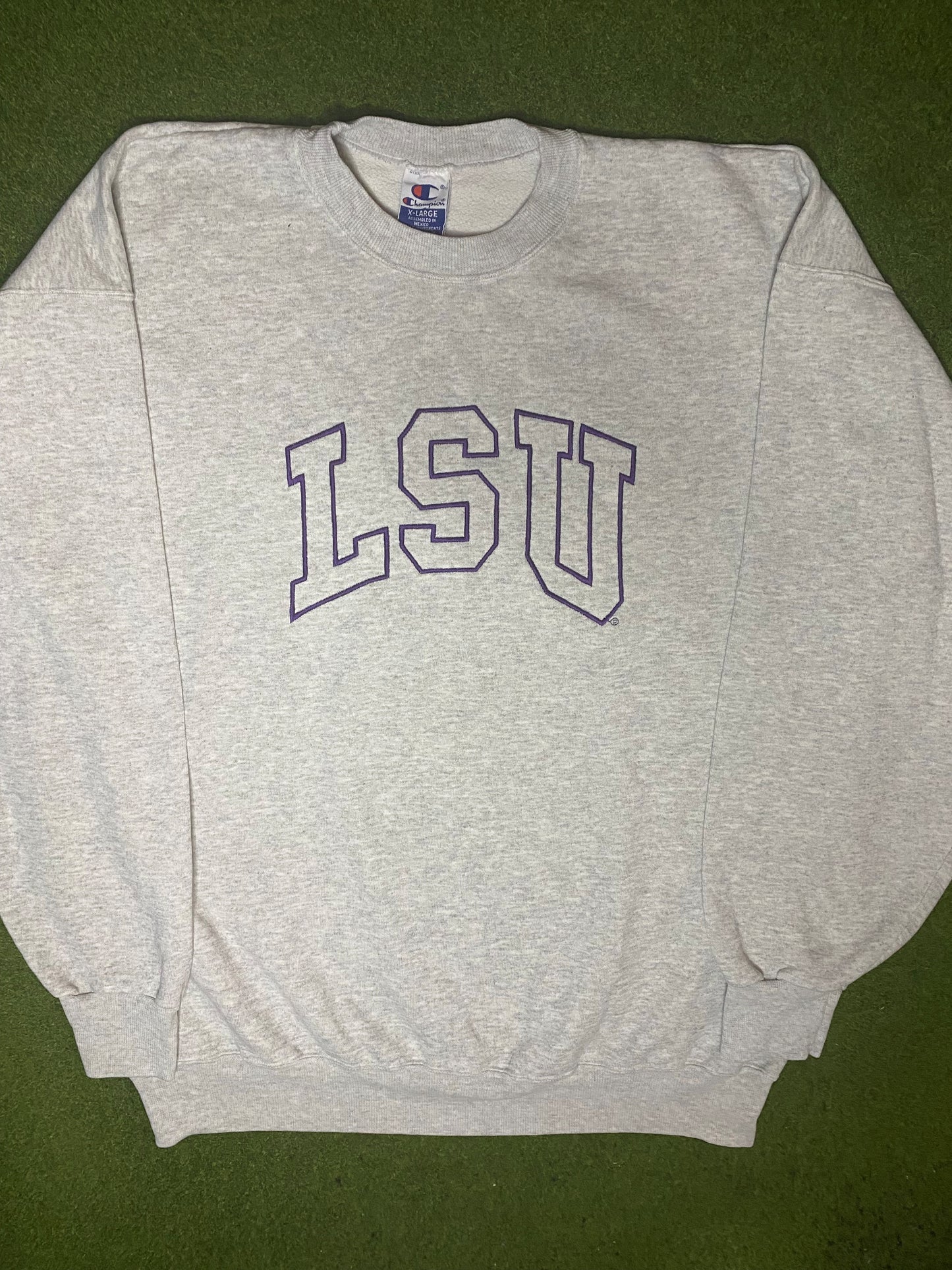 90s LSU Tigers - Reverse Weave - Vintage College Crewneck Sweatshirt (XL)