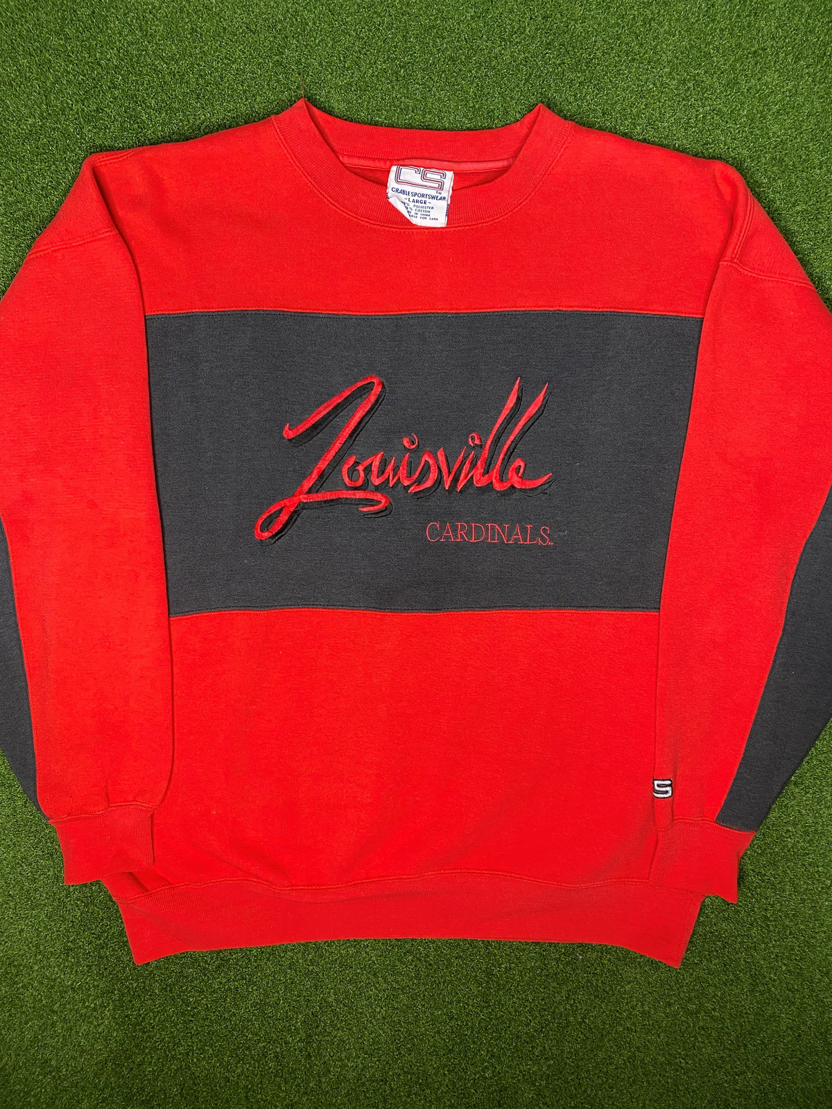 Sudadera vintage de cuello redondo de los 90 de los Louisville Cardinals (Talla L)