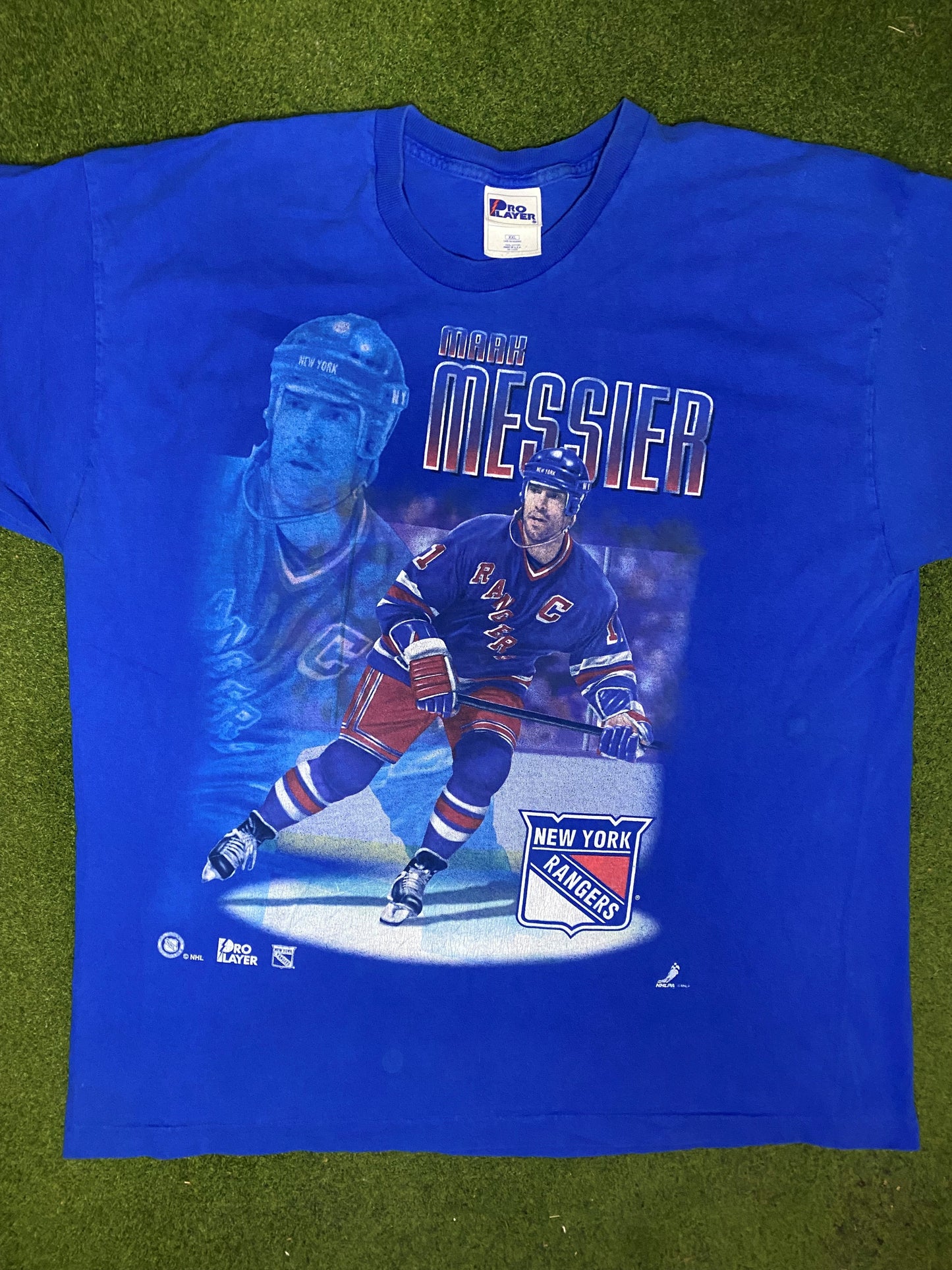 90s New York Rangers - Mark Messier - Vintage NHL Player T-Shirt (2XL) - Gametime Vintage