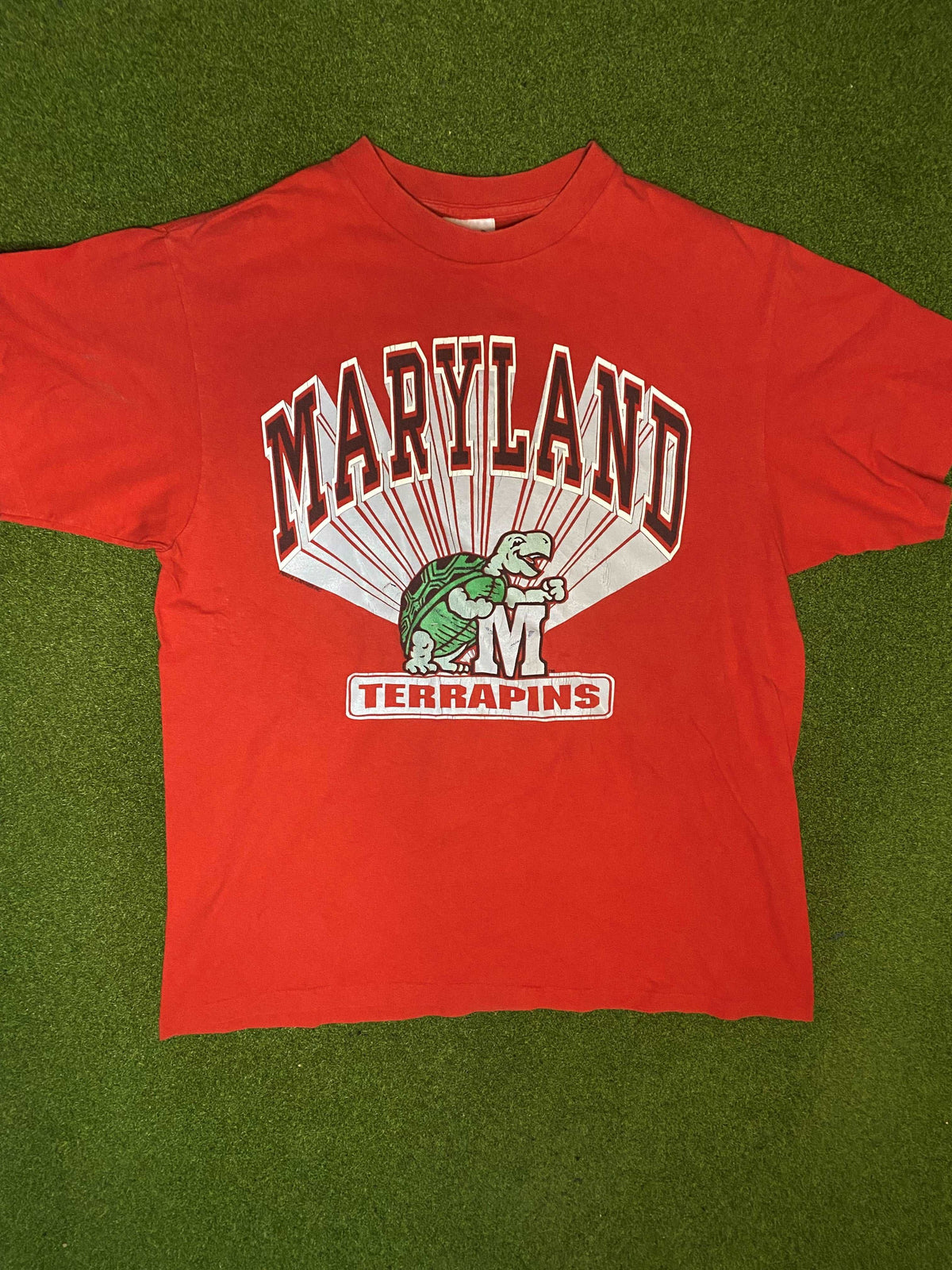 90s Maryland Terrapins - Vintage College Tee Shirt (Large) - Gametime Vintage