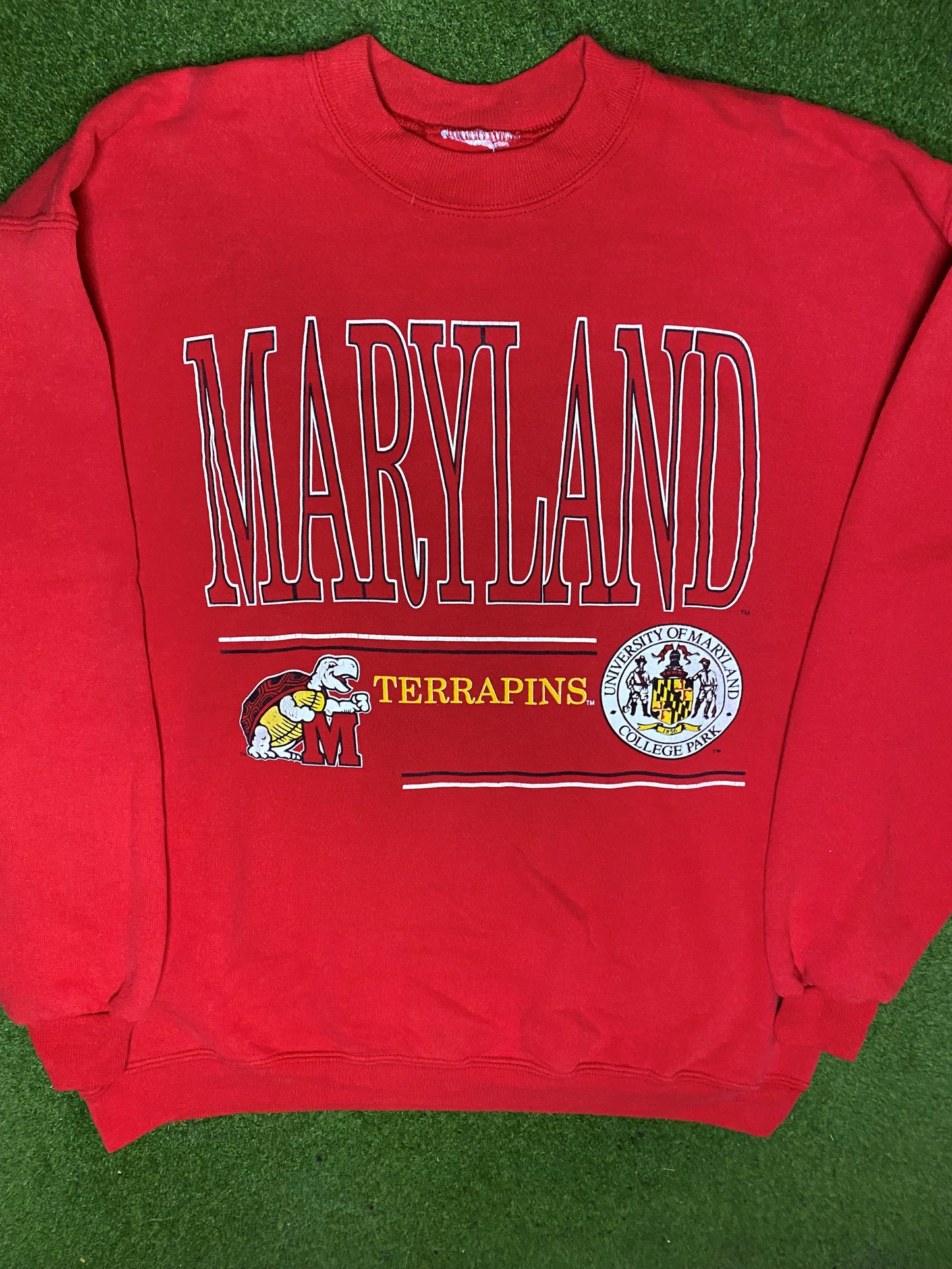90s Maryland Terrapins - Vintage University Sweatshirt (Large) - Gametime Vintage