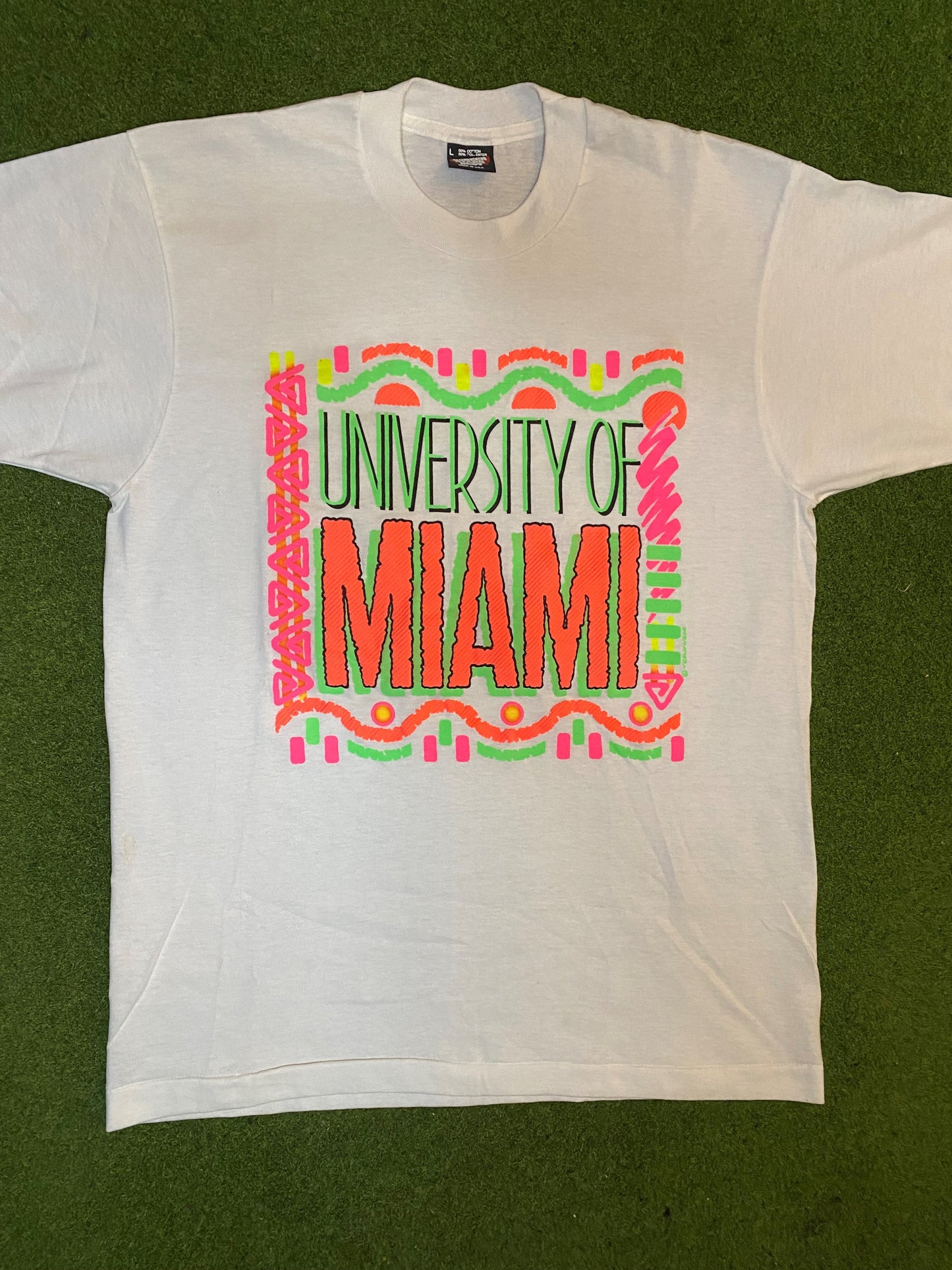 90s Miami Hurricanes - Vintage University T-Shirt (Large) - Gametime Vintage