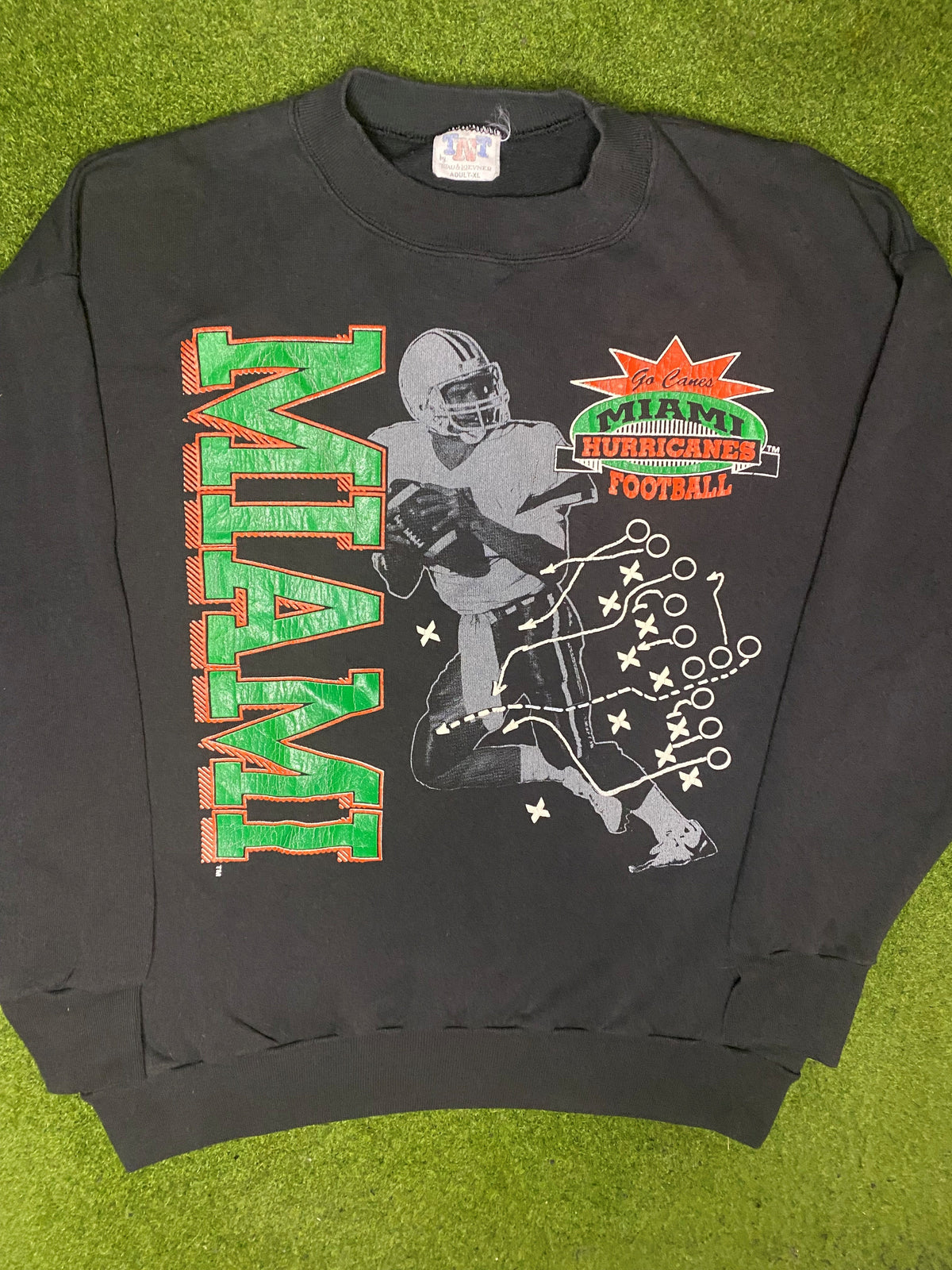 90s Miami Hurricanes - Vintage College Football Sweatshirt (XL) - Gametime Vintage