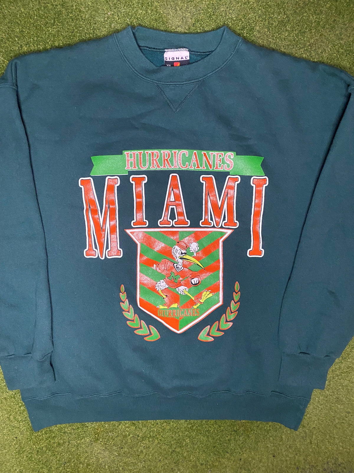 90s Miami Hurricanes - Vintage College Sweatshirt (2XL) - Gametime Vintage