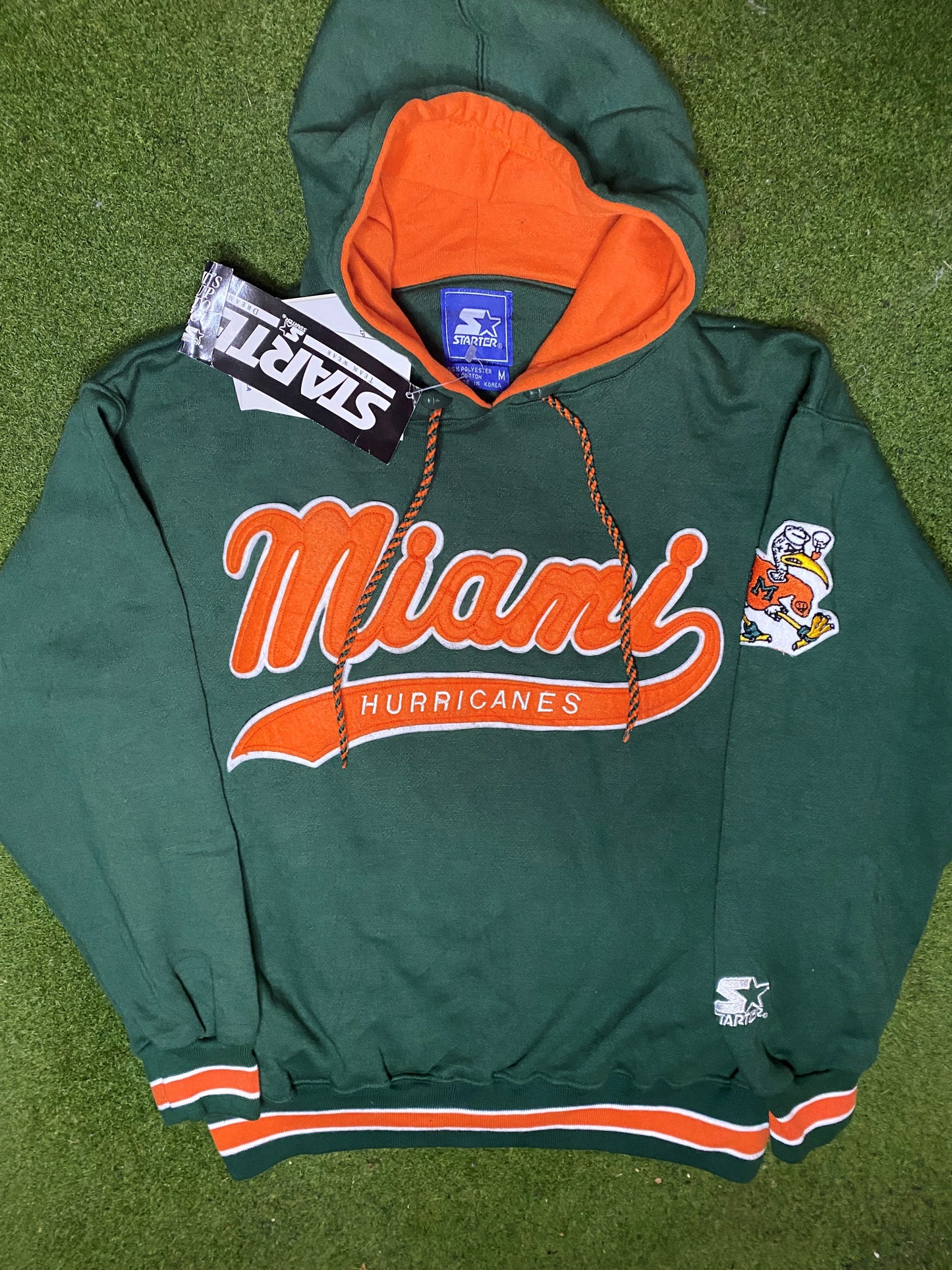 90s Miami Hurricanes - Starter NWT - Vintage College Hoodie (Medium) - Gametime Vintage
