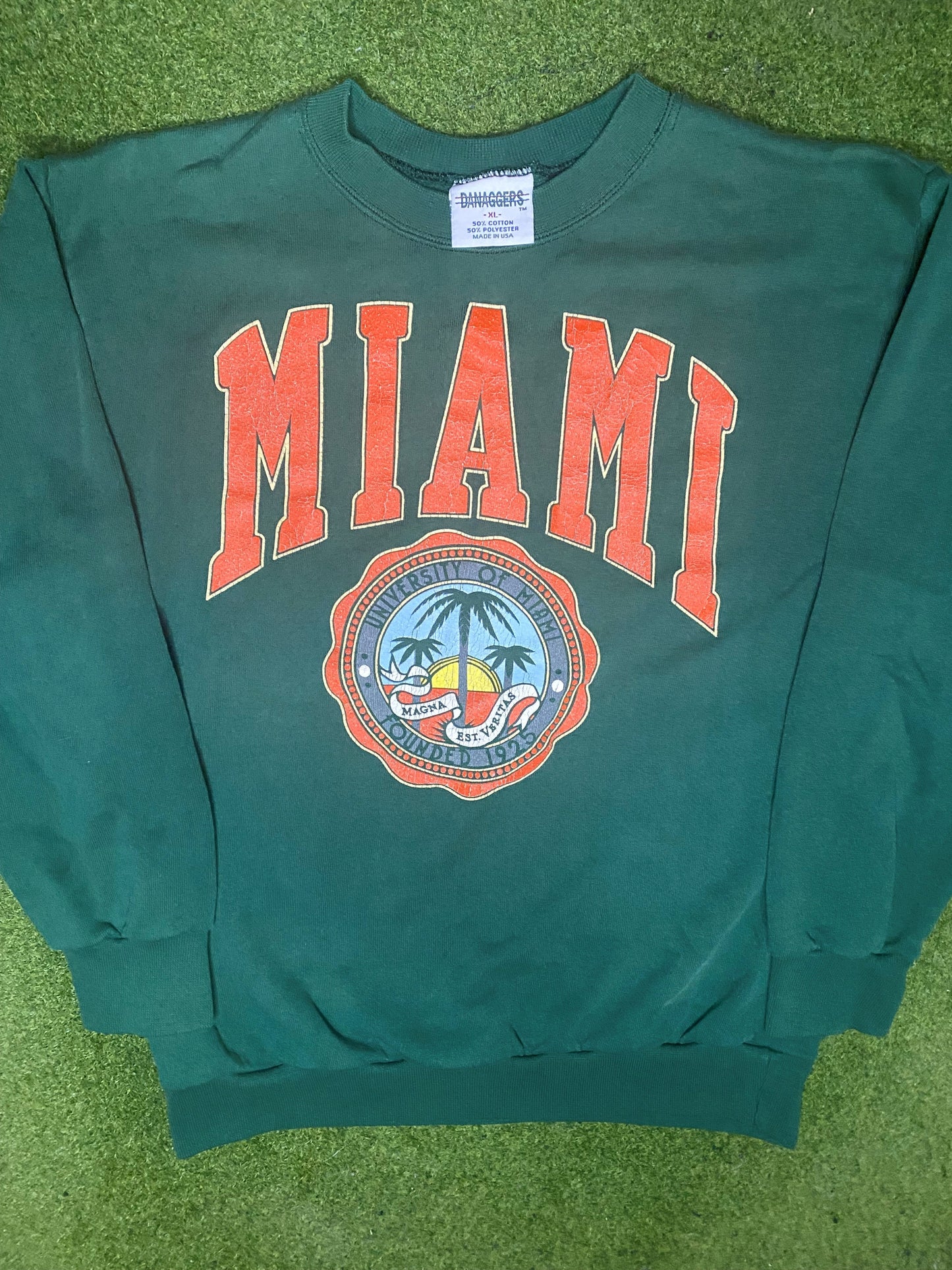 80s Miami Hurricanes - Vintage University Sweatshirt (Youth XL) - Gametime Vintage