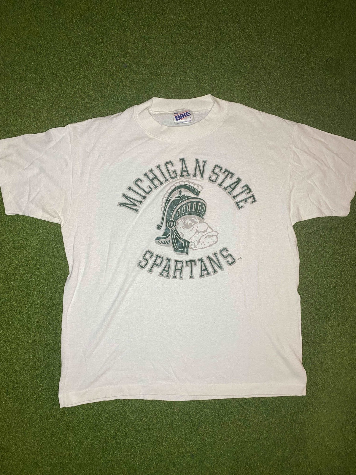 90s Michigan State Spartans - Vintage College Tee Shirt (Large) - Gametime Vintage