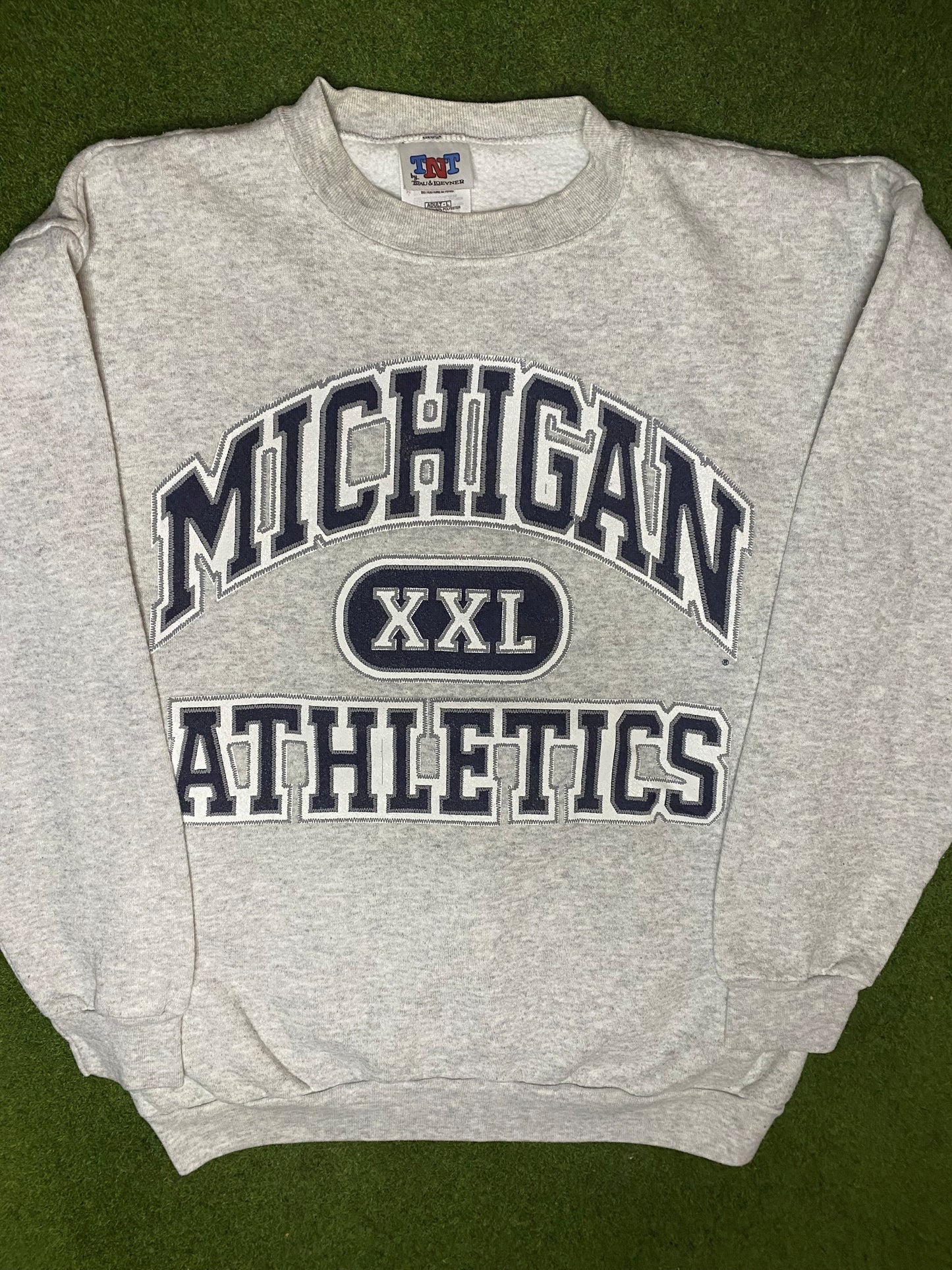 90s Michigan Wolverines - Vintage College Sweatshirt (Large) - Gametime Vintage