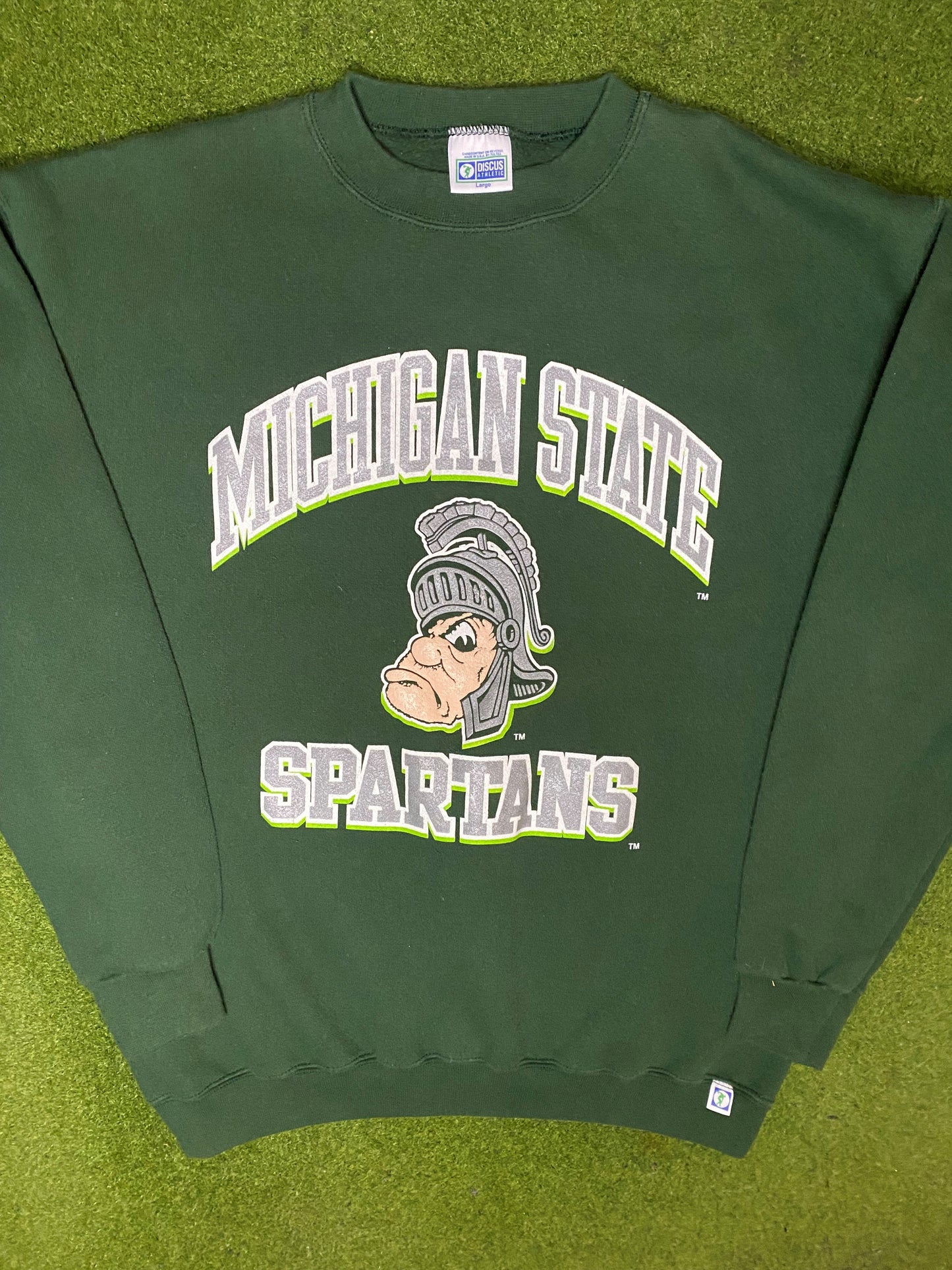 90s Michigan State Spartans - Vintage College Sweatshirt (Large) - Gametime Vintage