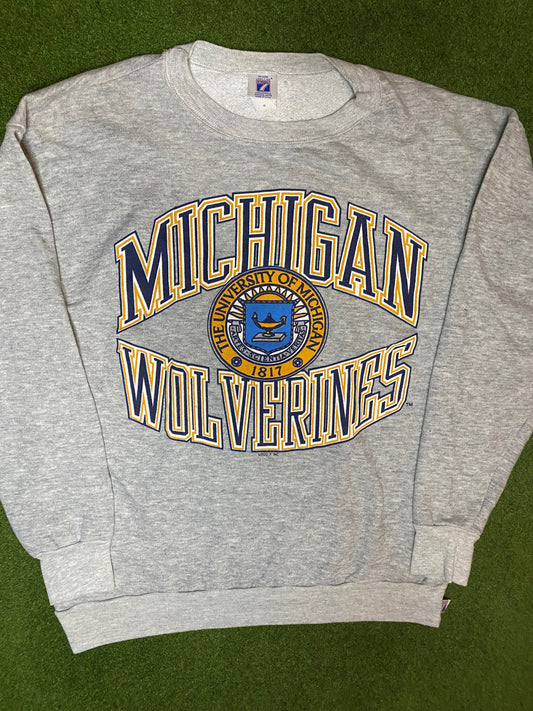 90s Michigan Wolverines - Vintage University Crewneck Sweatshirt (XL)