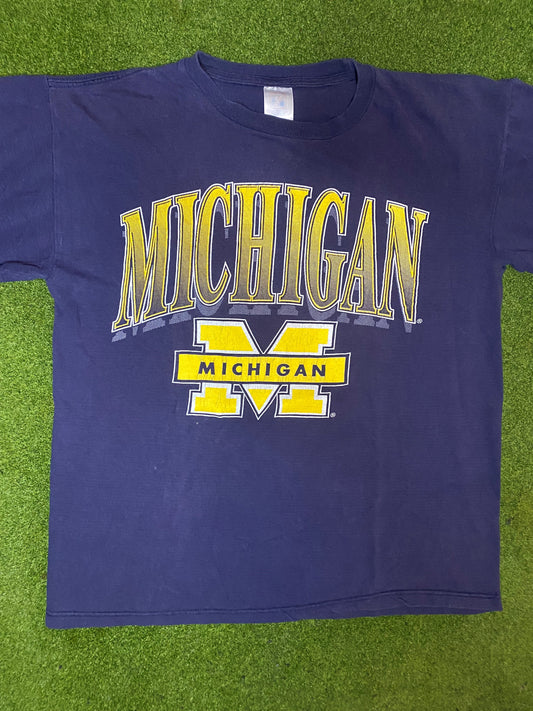 90s Michigan Wolverines - Vintage College T-Shirt (Large)