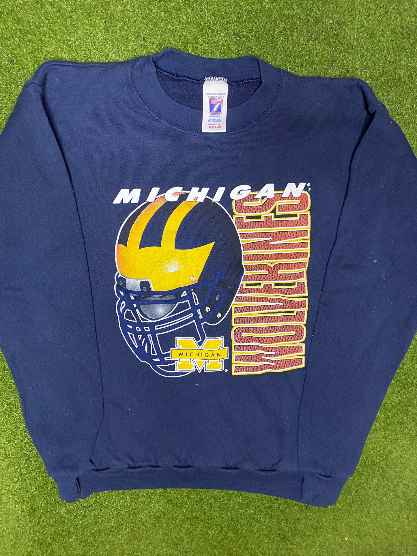 90s Michigan Wolverines - Vintage College Football Sweatshirt (Youth XL) - Gametime Vintage
