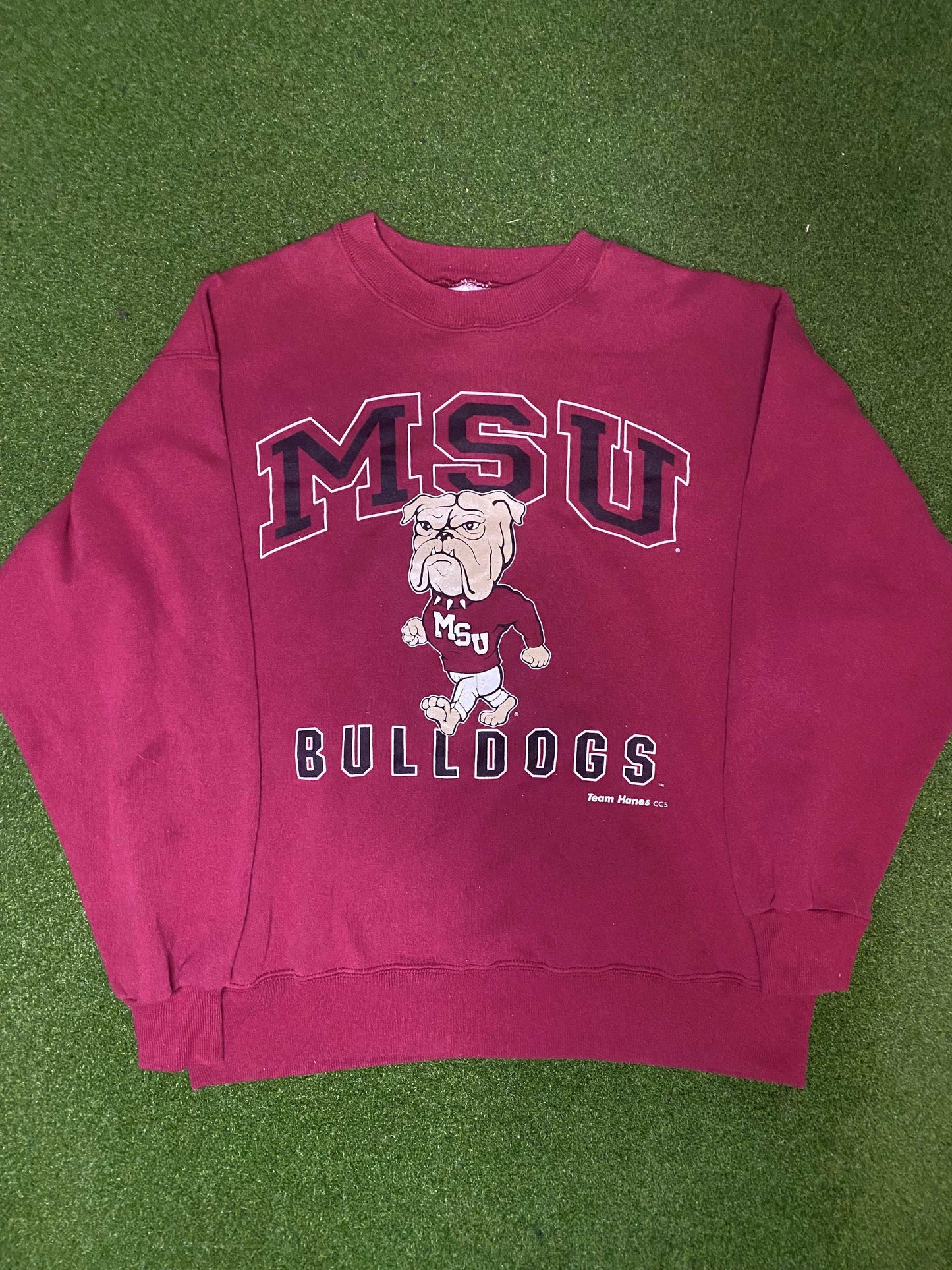 90s Mississippi State Bulldogs - Big Logo - Vintage College Crewneck (Large) - Gametime Vintage