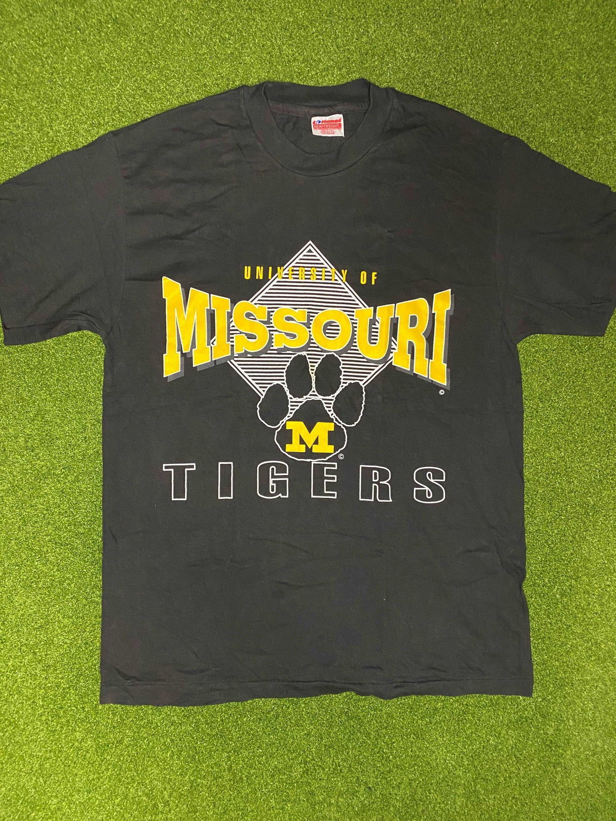 90s Missouri Tigers - Big Logo - Vintage College Tee Shirt (Large) - Gametime Vintage