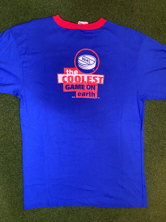 90s New York Rangers - Double Sided - Vintage NHL T-Shirt (Large) - Gametime Vintage