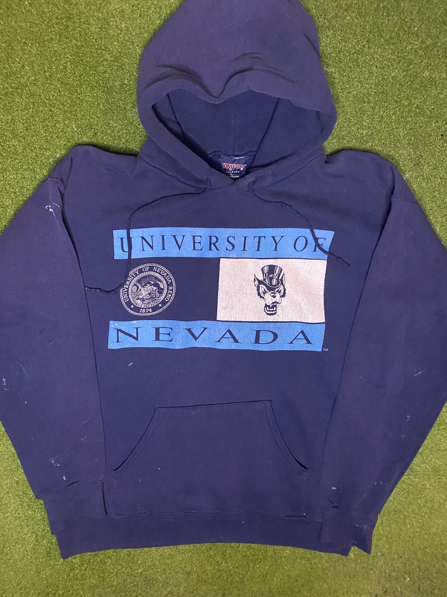 90s Nevada Wolfpack - Vintage College Hoodie (Large) - Gametime Vintage