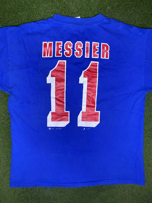 90s New York Rangers - Mark Messier - Vintage NHL T-Shirt (XL) - Gametime Vintage