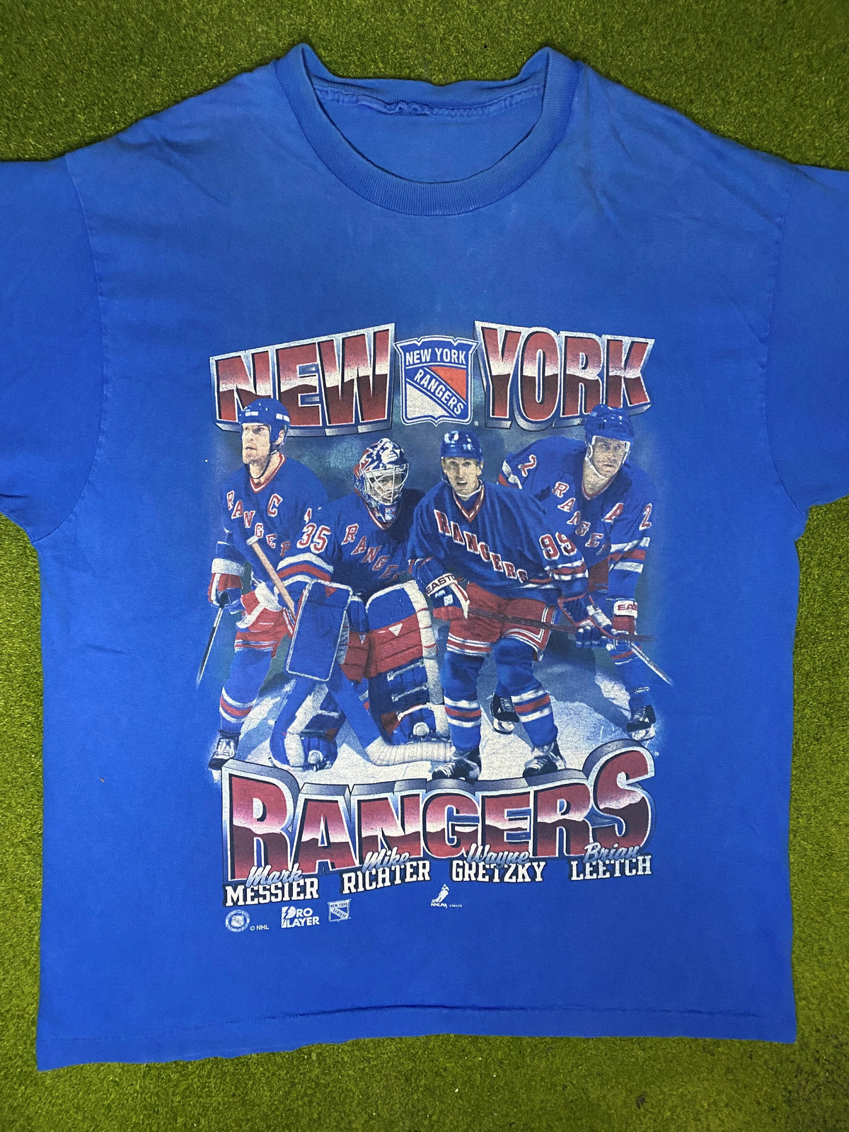 90s New York Rangers - Ft. Gretzky, Richter and Messier - Vintage NHL Player T Shirt (2XL) - Gametime Vintage