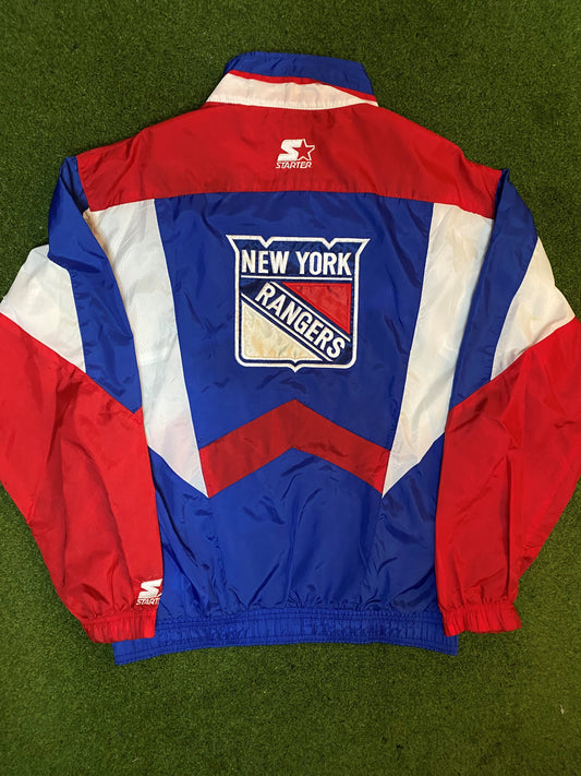 90s New York Rangers - Vintage NHL Windbreaker (Small) - Gametime Vintage